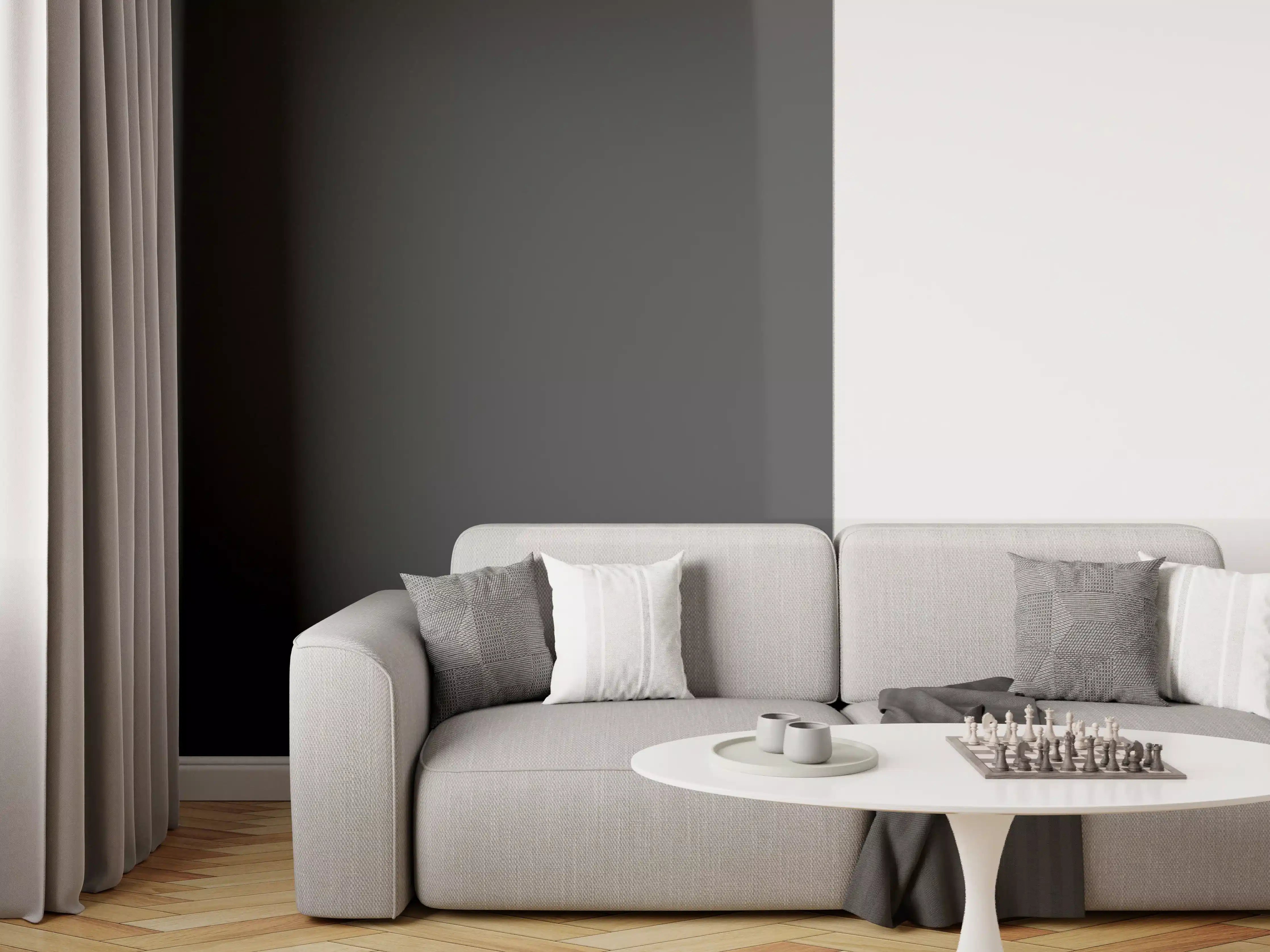 Wandverkleidung Wohnzimmer - RAL 9017 (Verkehrsschwarz)