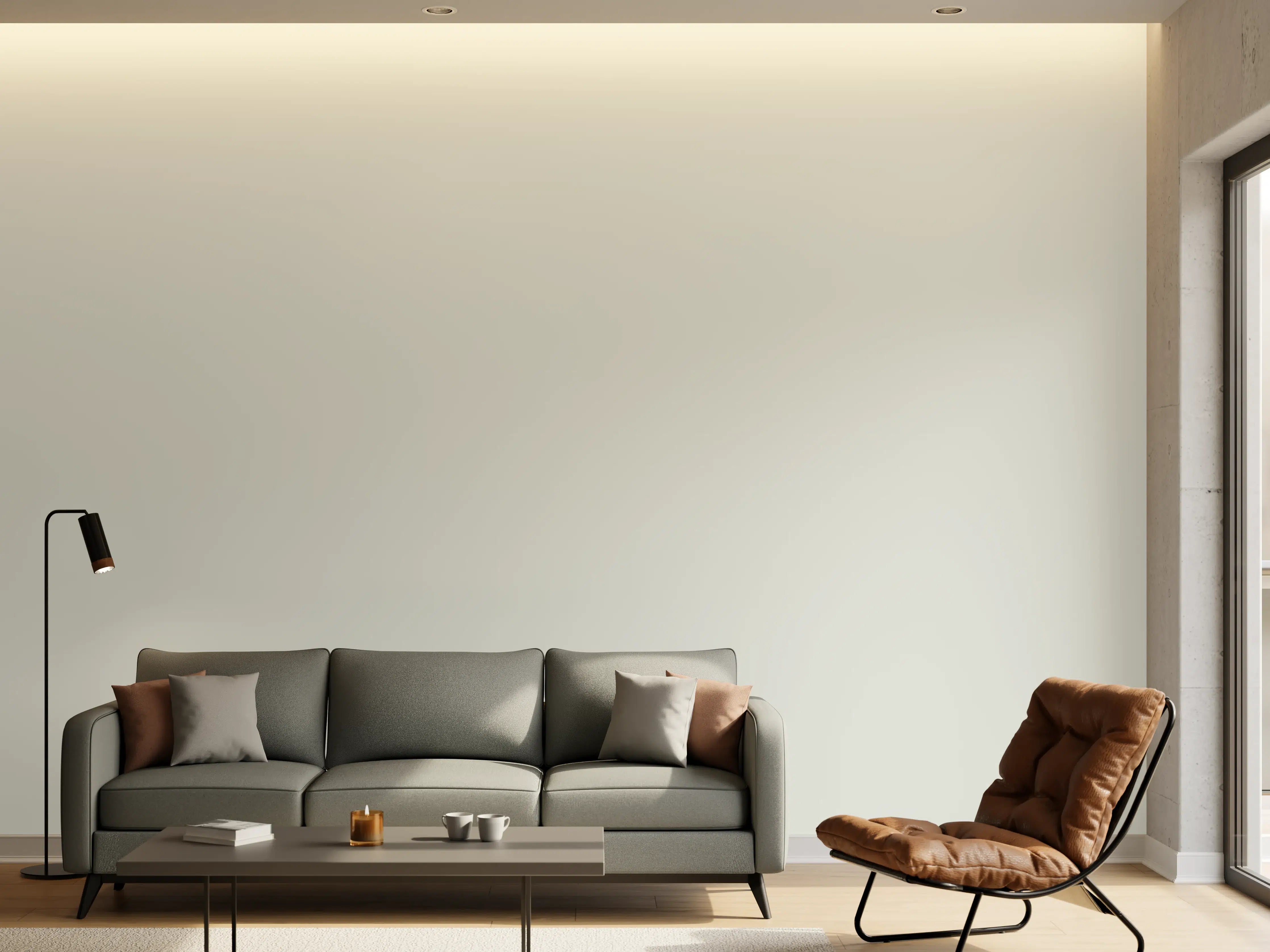 Wandverkleidung Wohnzimmer - RAL 9018 (Papyrusweiß)