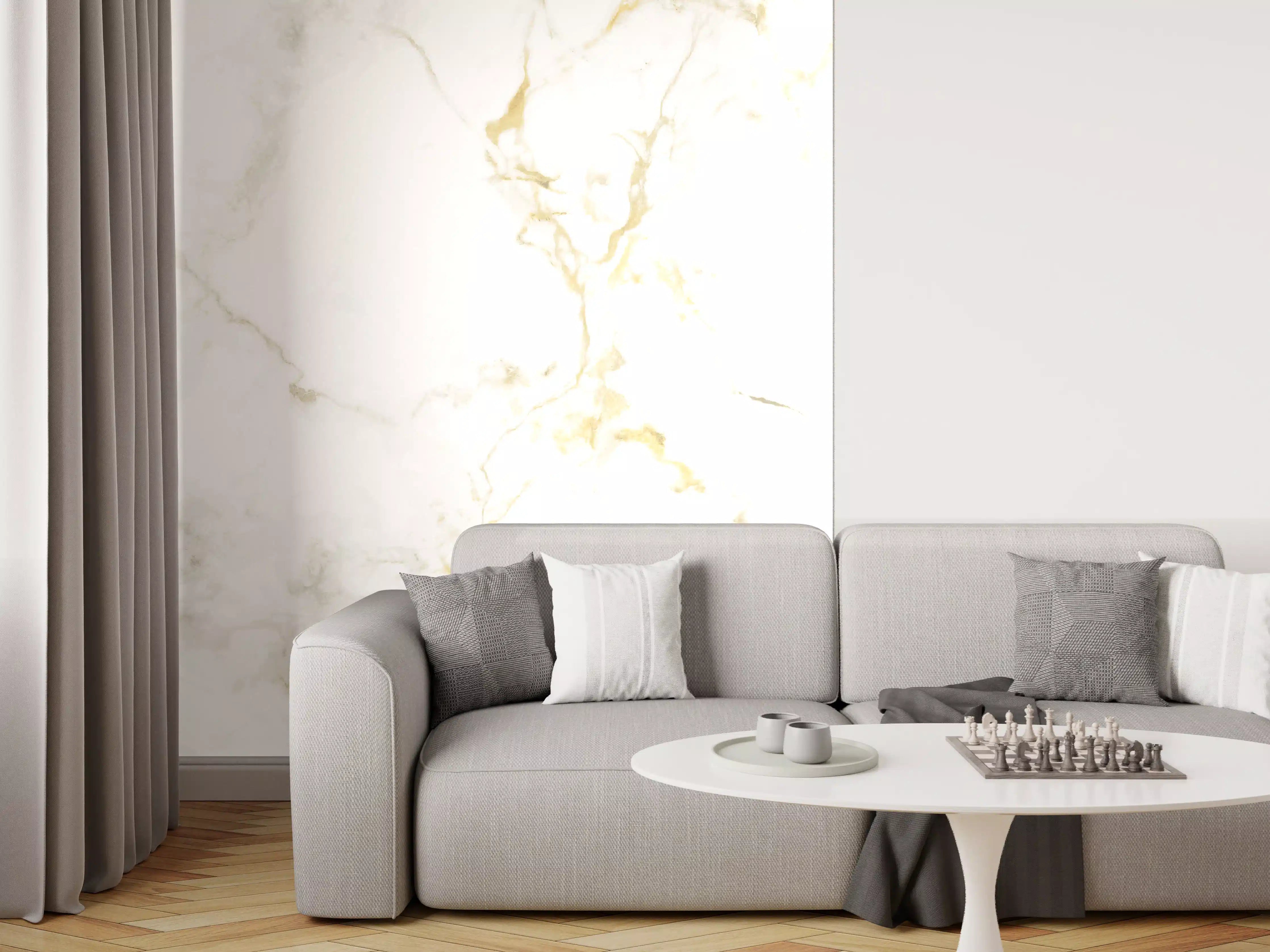 Wandverkleidung Wohnzimmer - Realistische Goldmarmor Textur