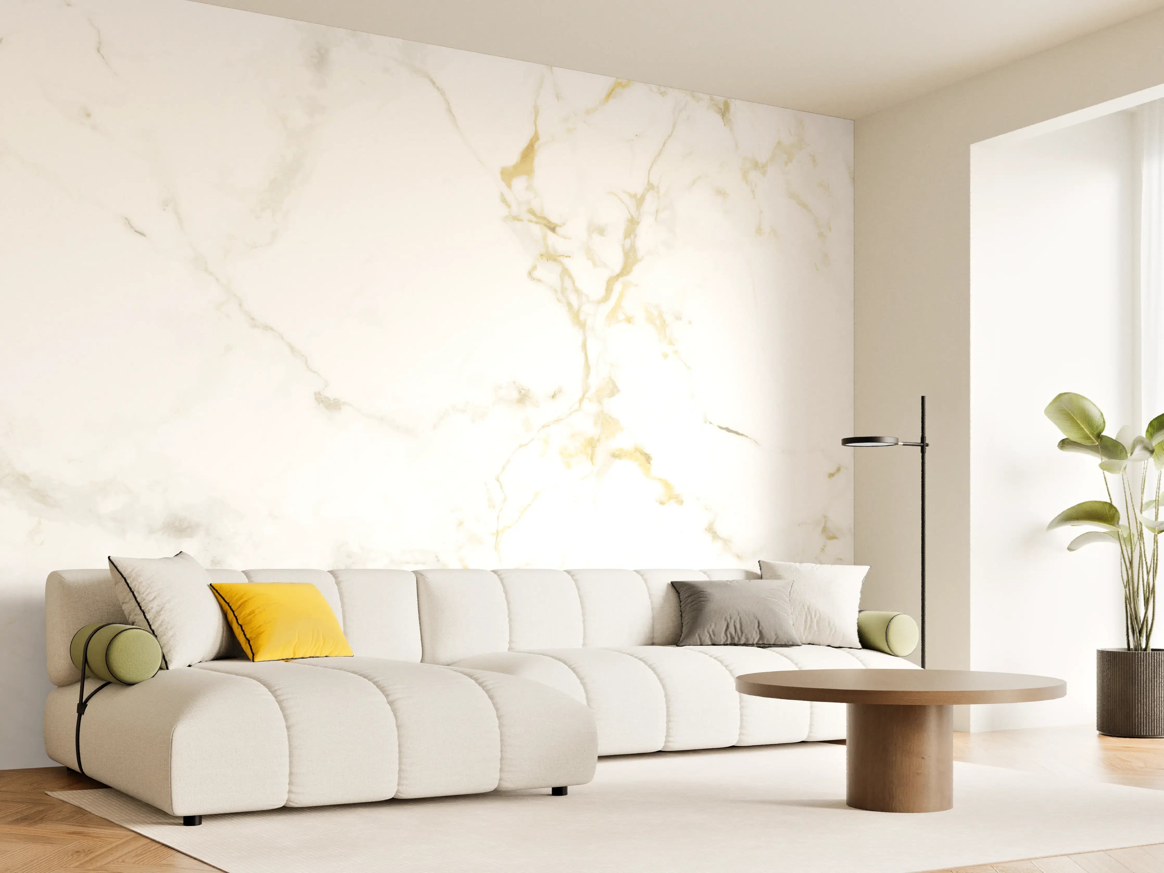 Wandverkleidung Wohnzimmer - Realistische Goldmarmor Textur