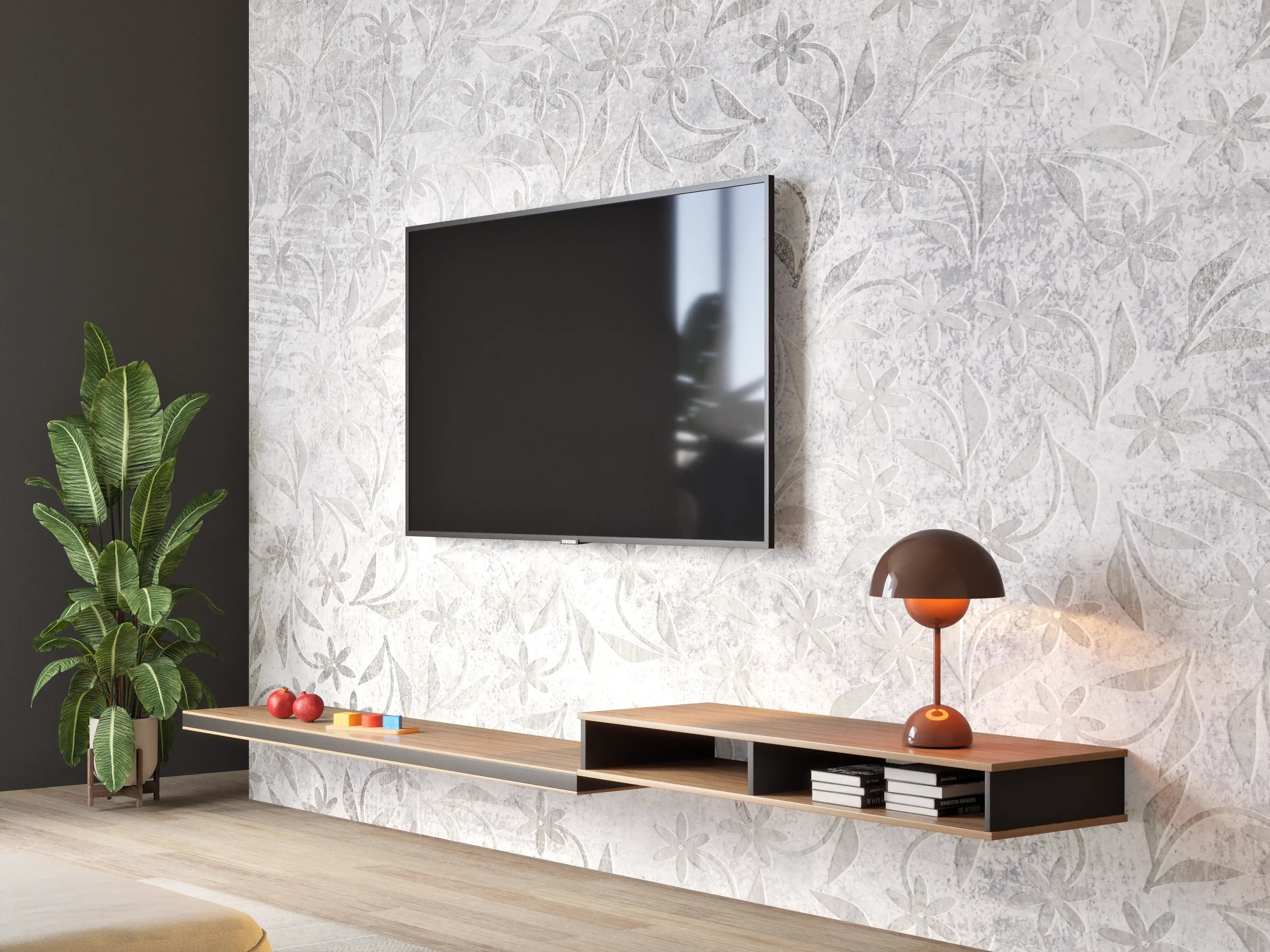 Wandverkleidung Wohnzimmer - Retro Blumen Textur