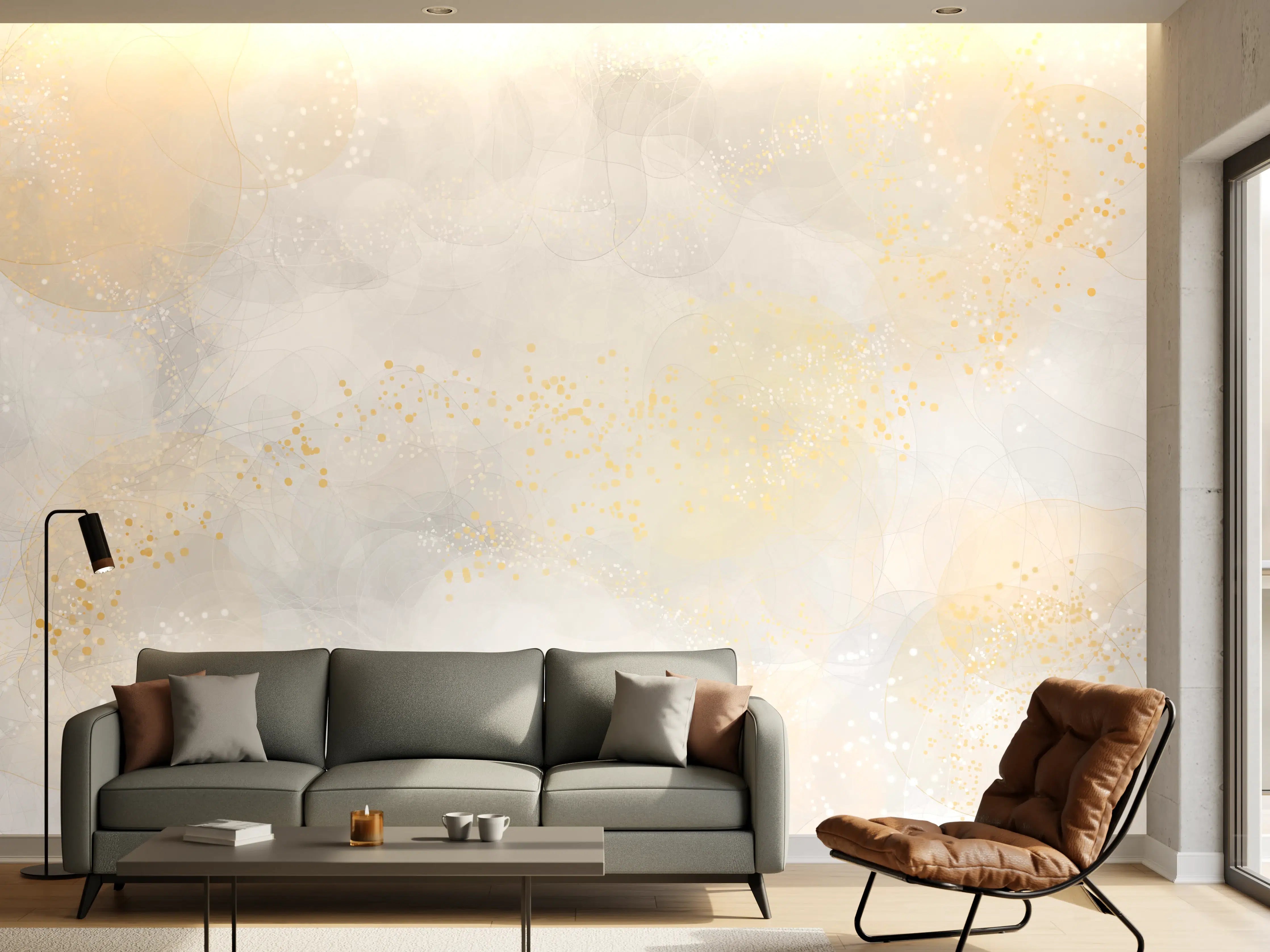Wandverkleidung Wohnzimmer - Retro Kunsttextur - Aquarellillustration