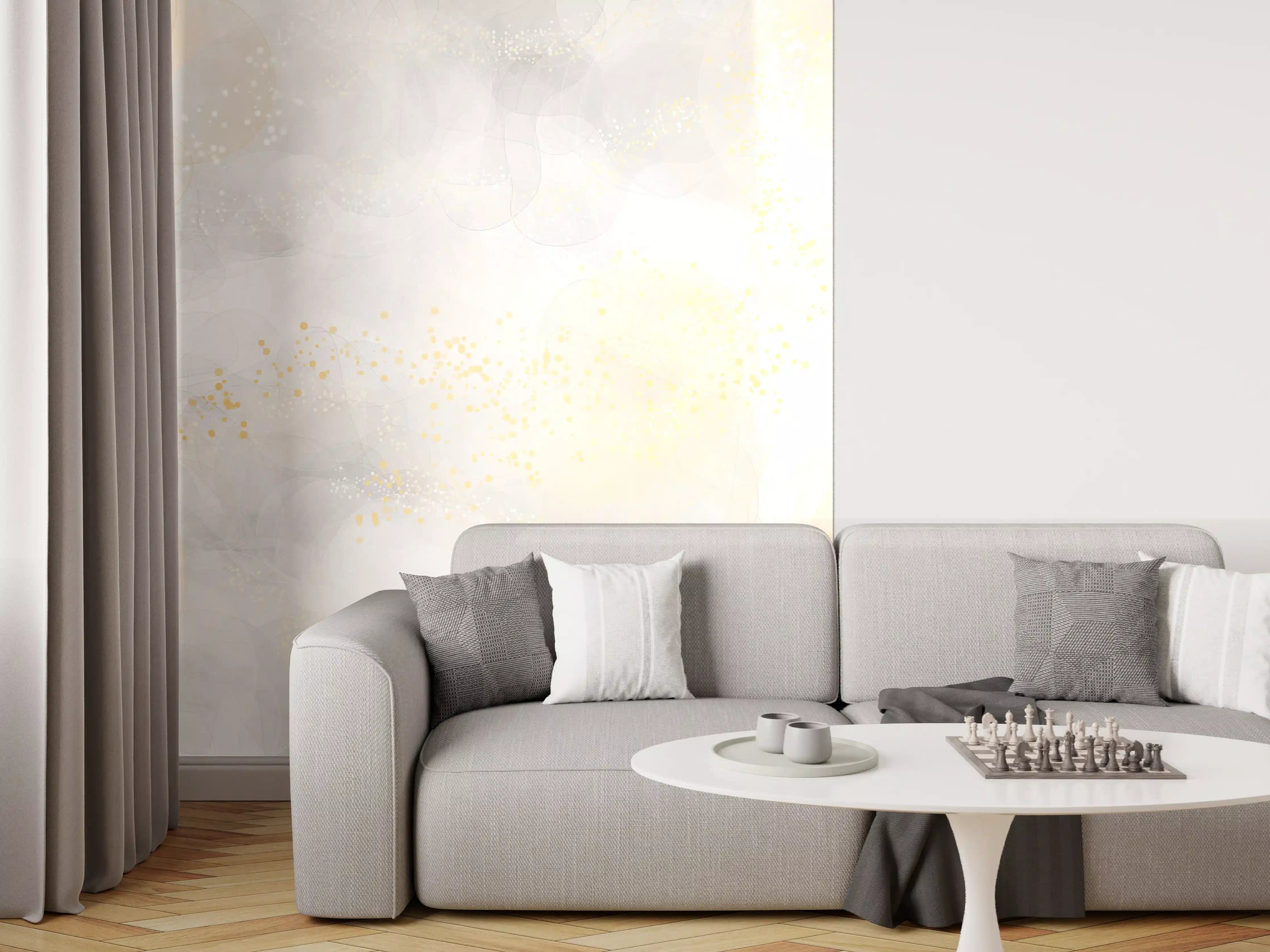 Wandverkleidung Wohnzimmer - Retro Kunsttextur - Aquarellillustration