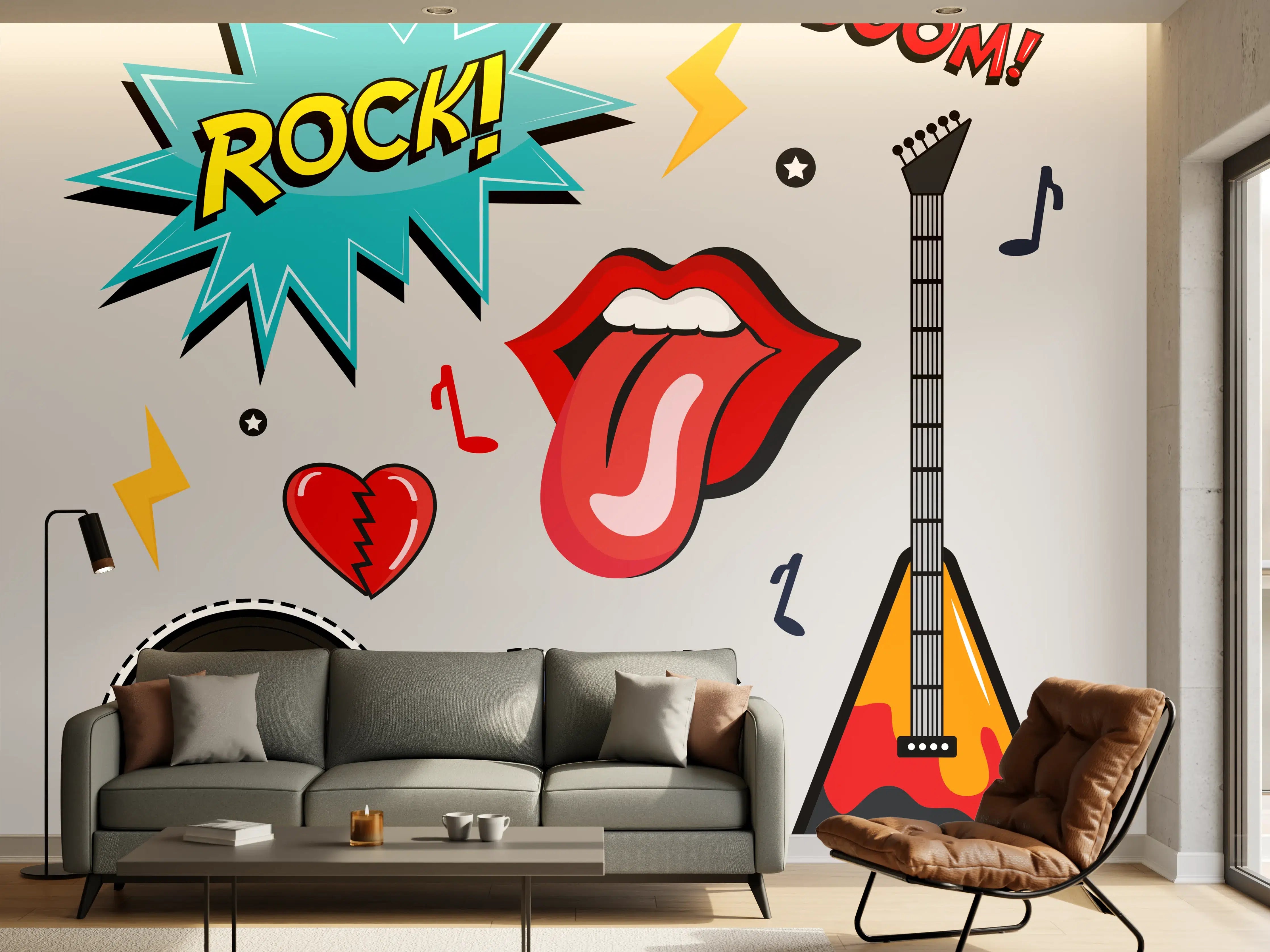 Wandverkleidung Wohnzimmer - Rockige Musik- und Lifestyle-Designs