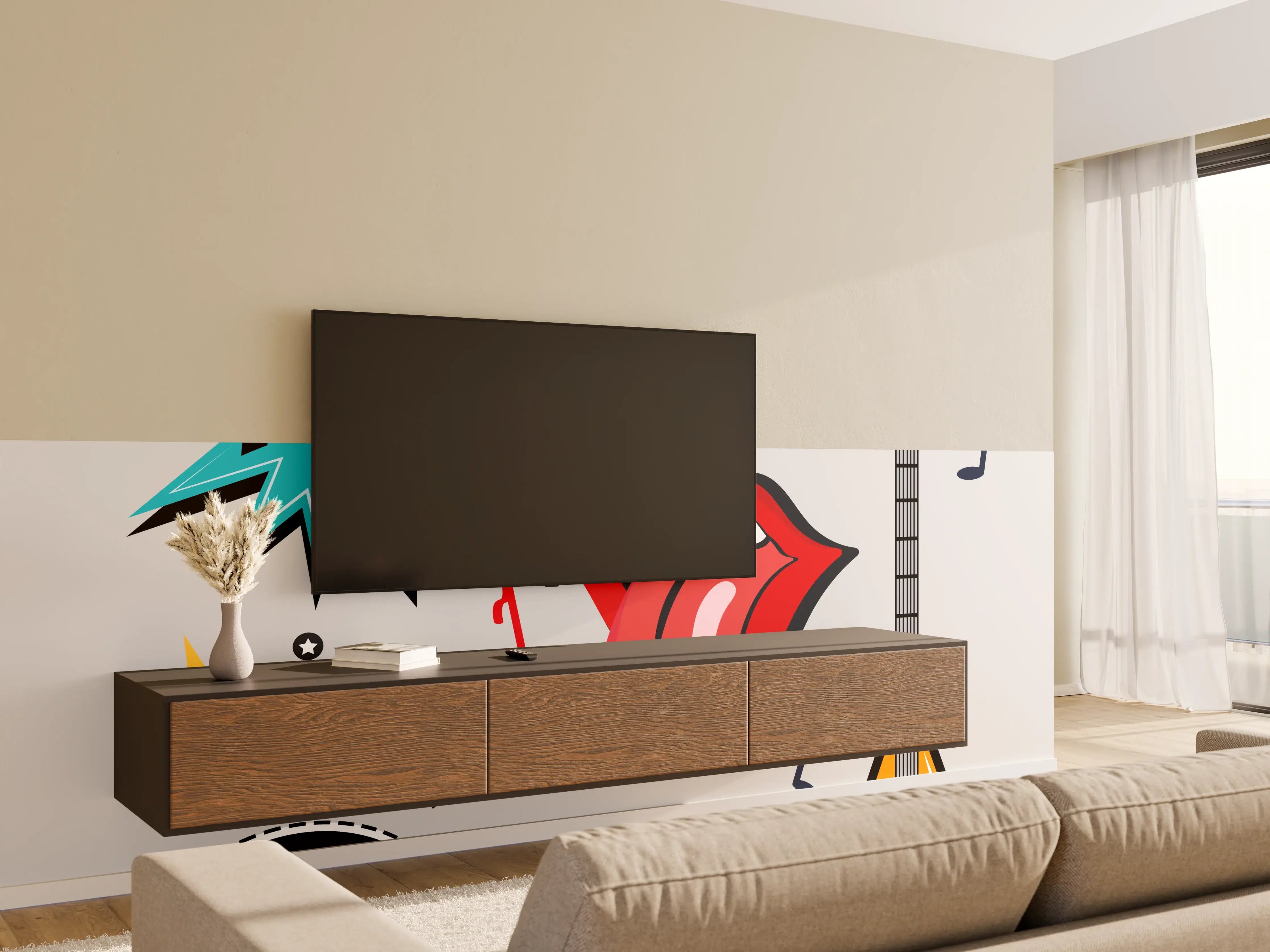 Wandverkleidung Wohnzimmer - Rockige Musik- und Lifestyle-Designs