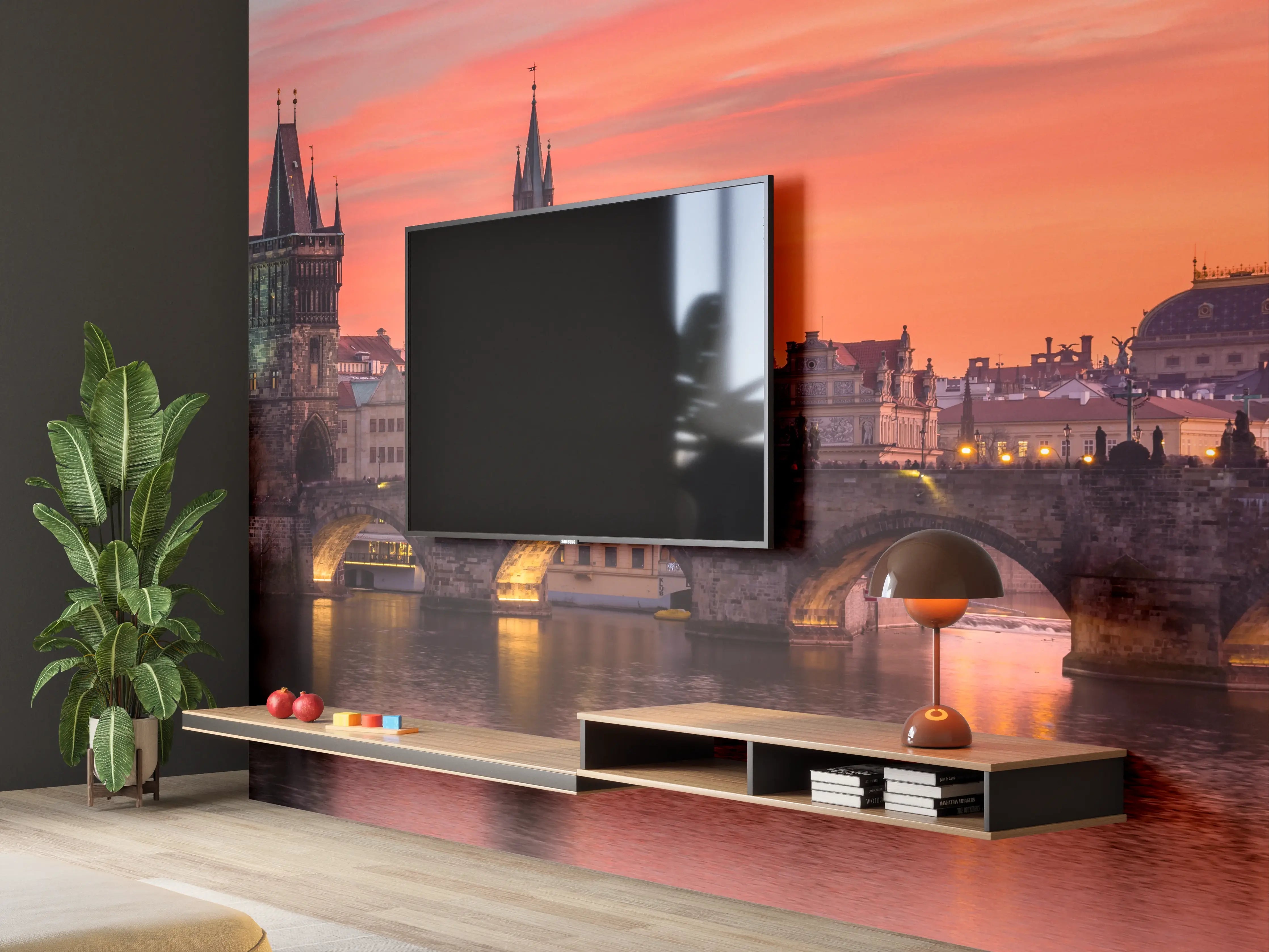 Wandverkleidung Wohnzimmer - Romantischer Abend in Prag