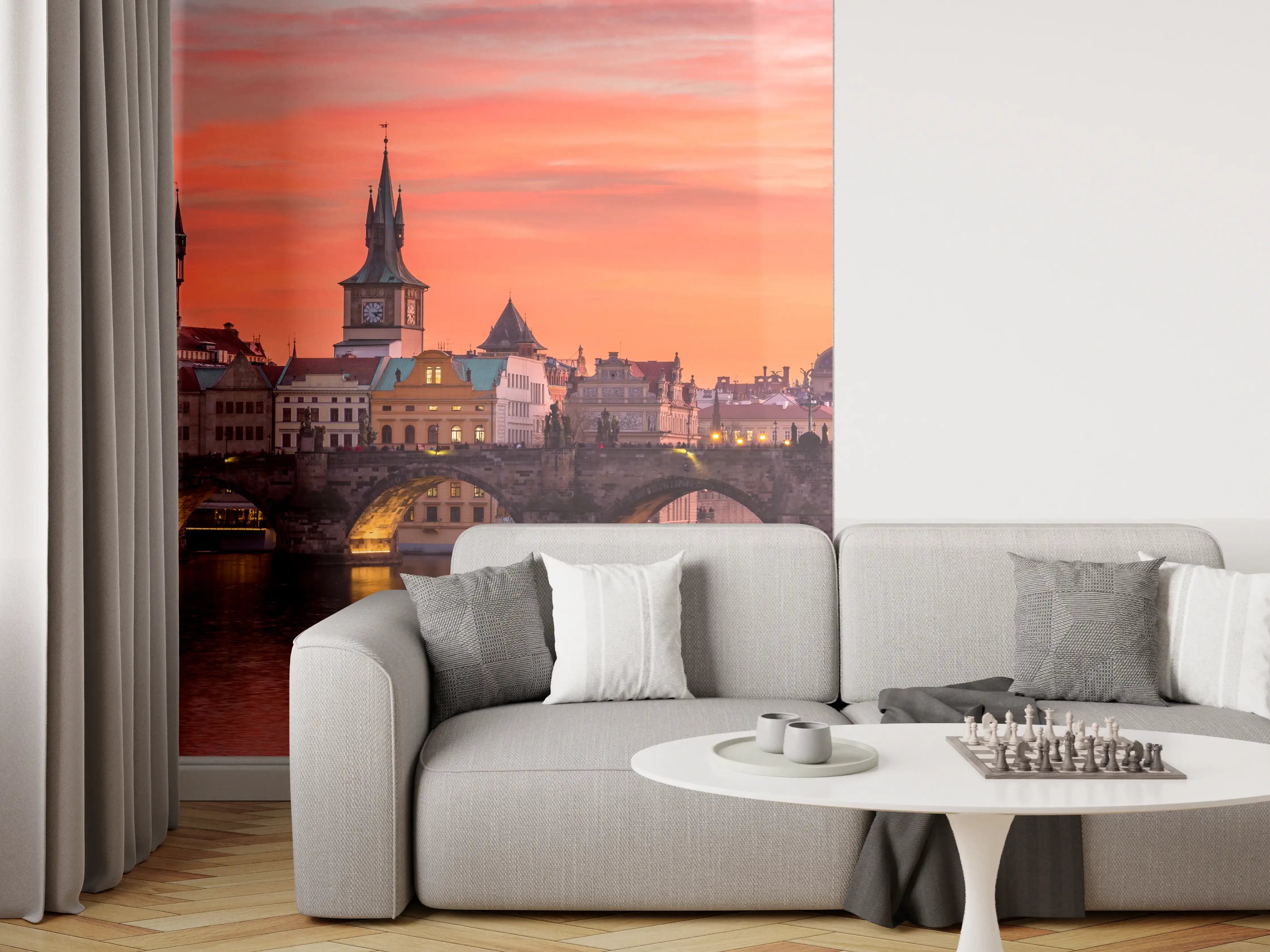 Wandverkleidung Wohnzimmer - Romantischer Abend in Prag
