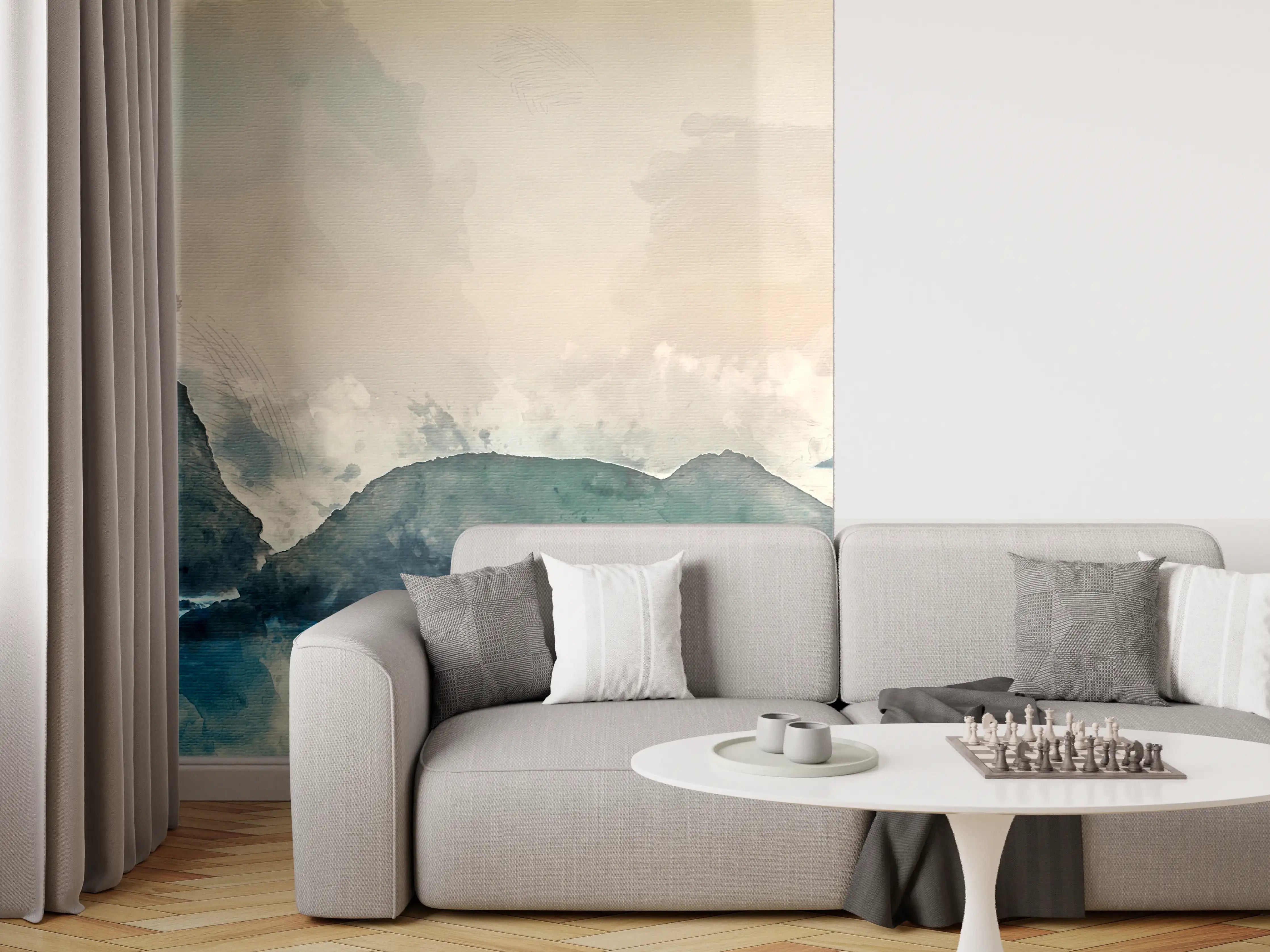 Wandverkleidung Wohnzimmer - Romantischer Küstennebel