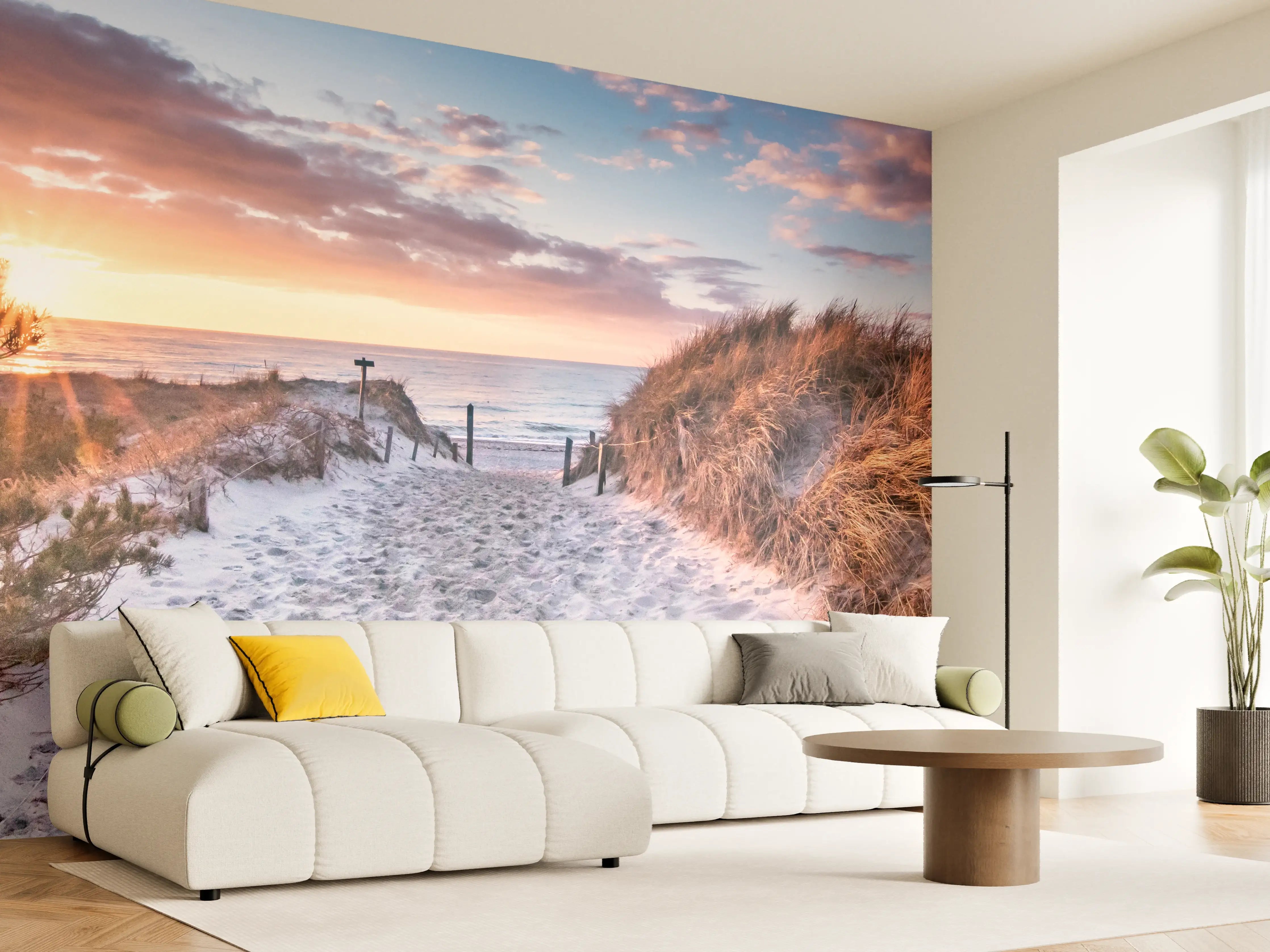 Wandverkleidung Wohnzimmer - Romantischer Sandweg zum Strand