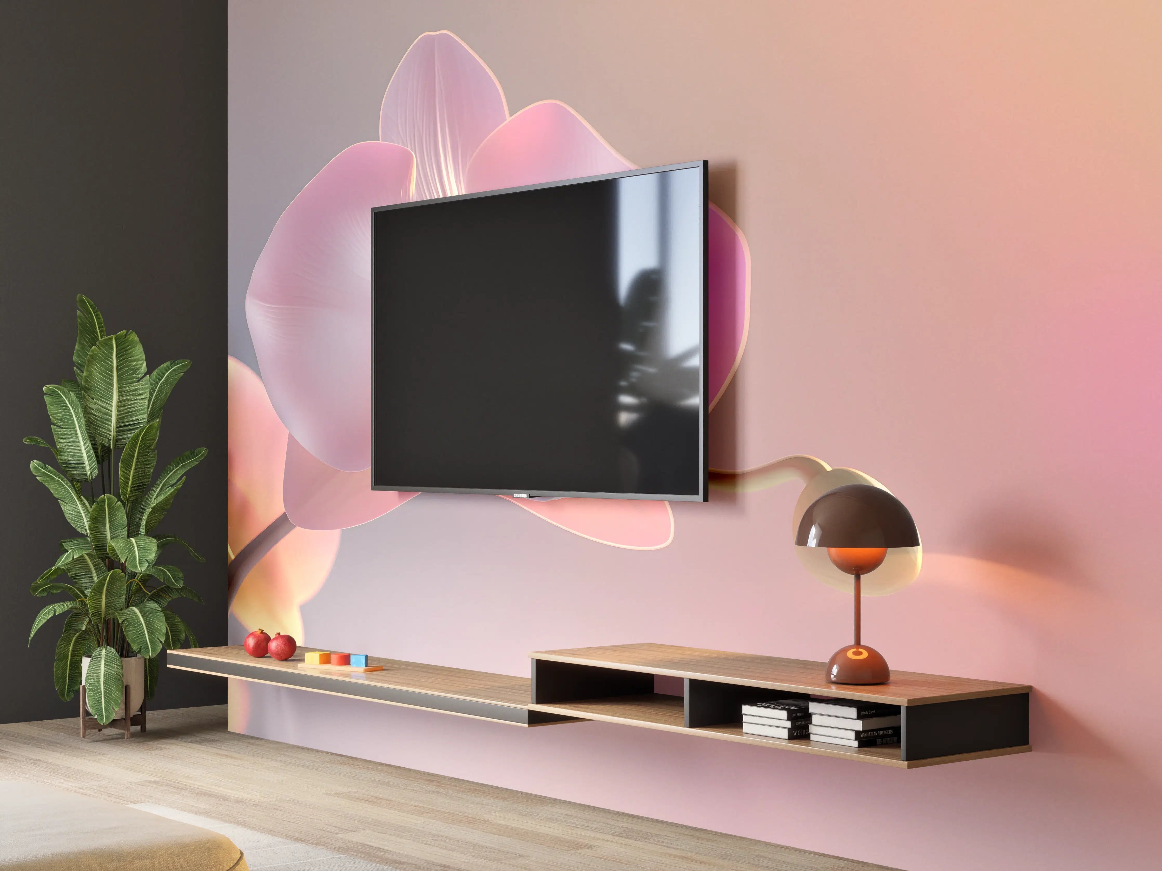Wandverkleidung Wohnzimmer - Rosa Orchidee Pastellhintergrund