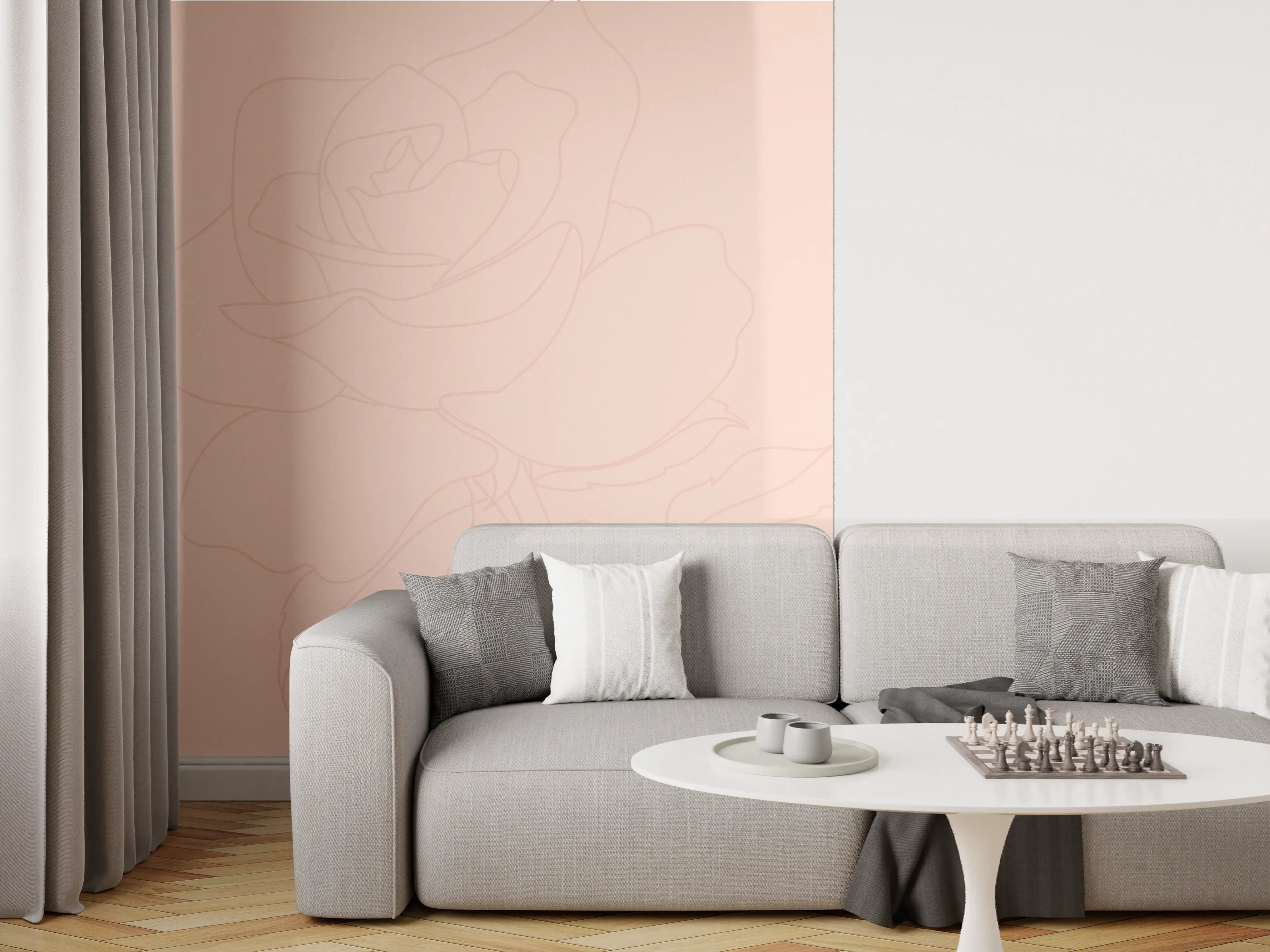 Wandverkleidung Wohnzimmer - Rosa Rosen