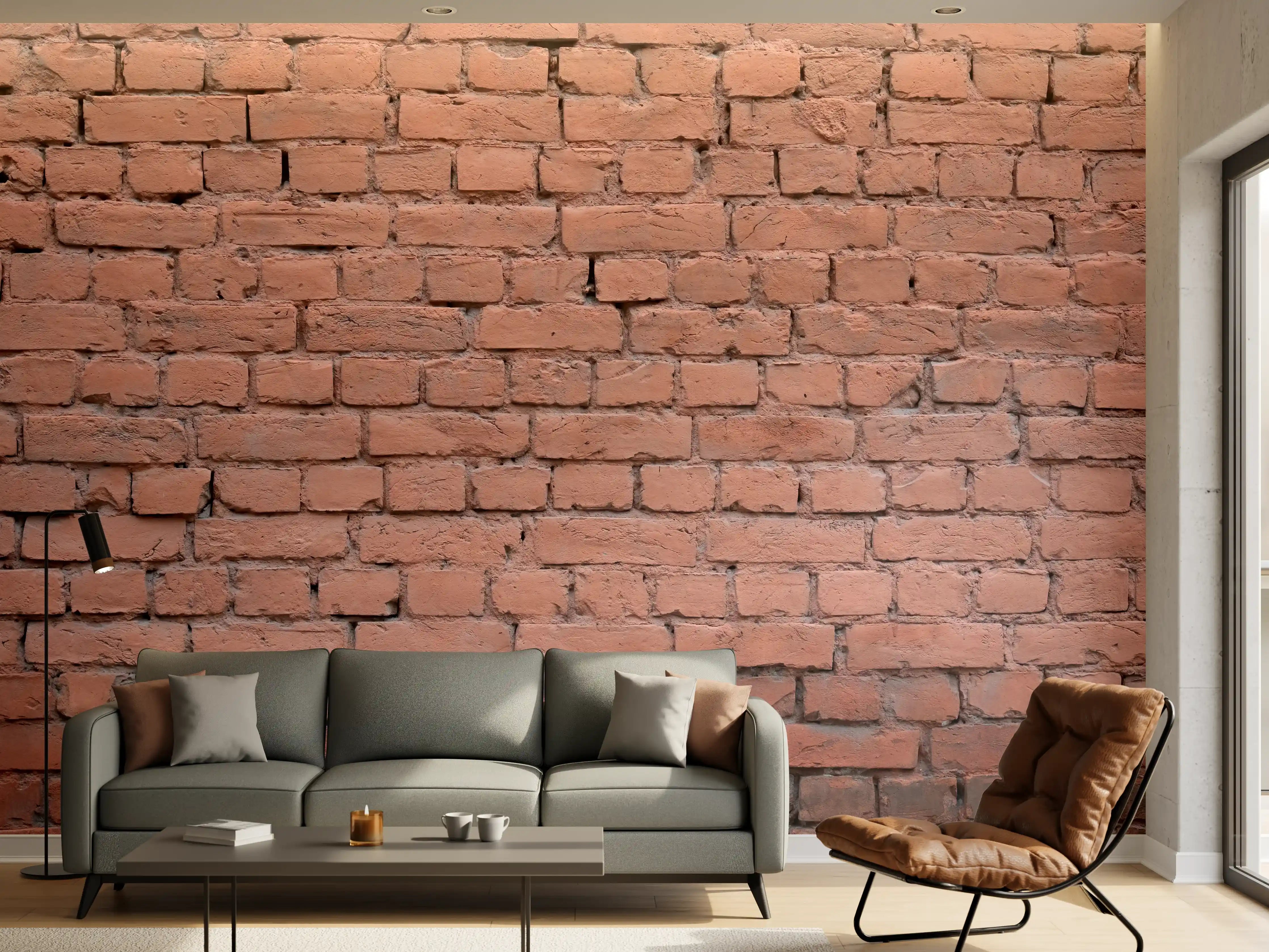 Wandverkleidung Wohnzimmer - Rosafarbige Ziegelwandoberfläche