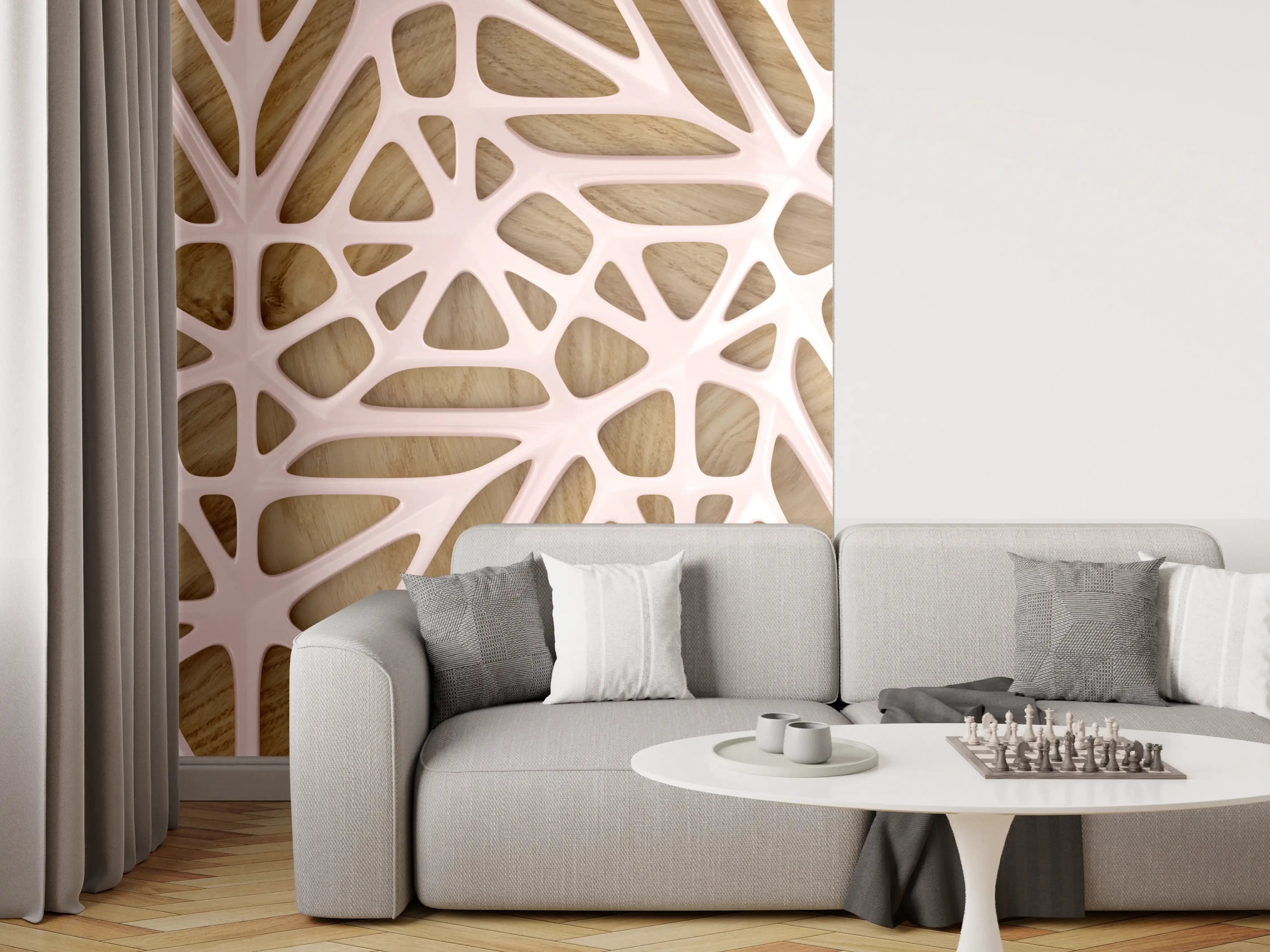 Wandverkleidung Wohnzimmer - Rosanes Gitter Muster