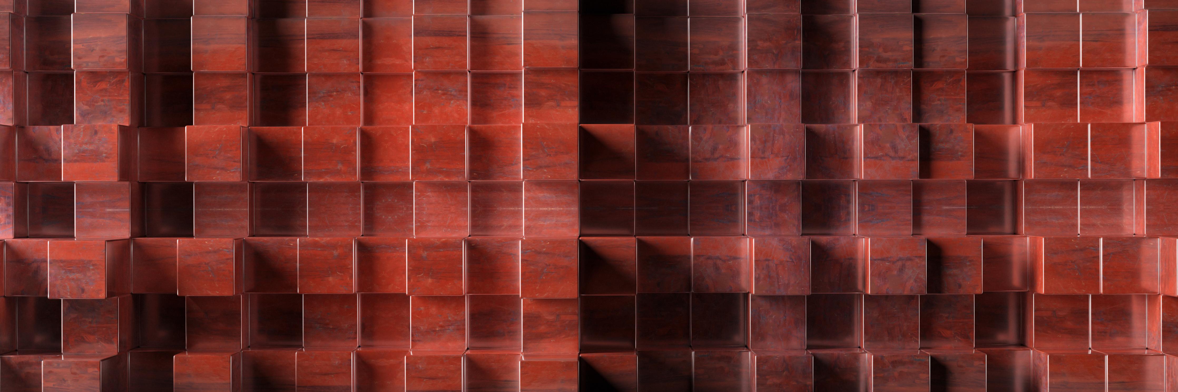 Wandverkleidung Wohnzimmer-Rostige Metallwürfel Textur