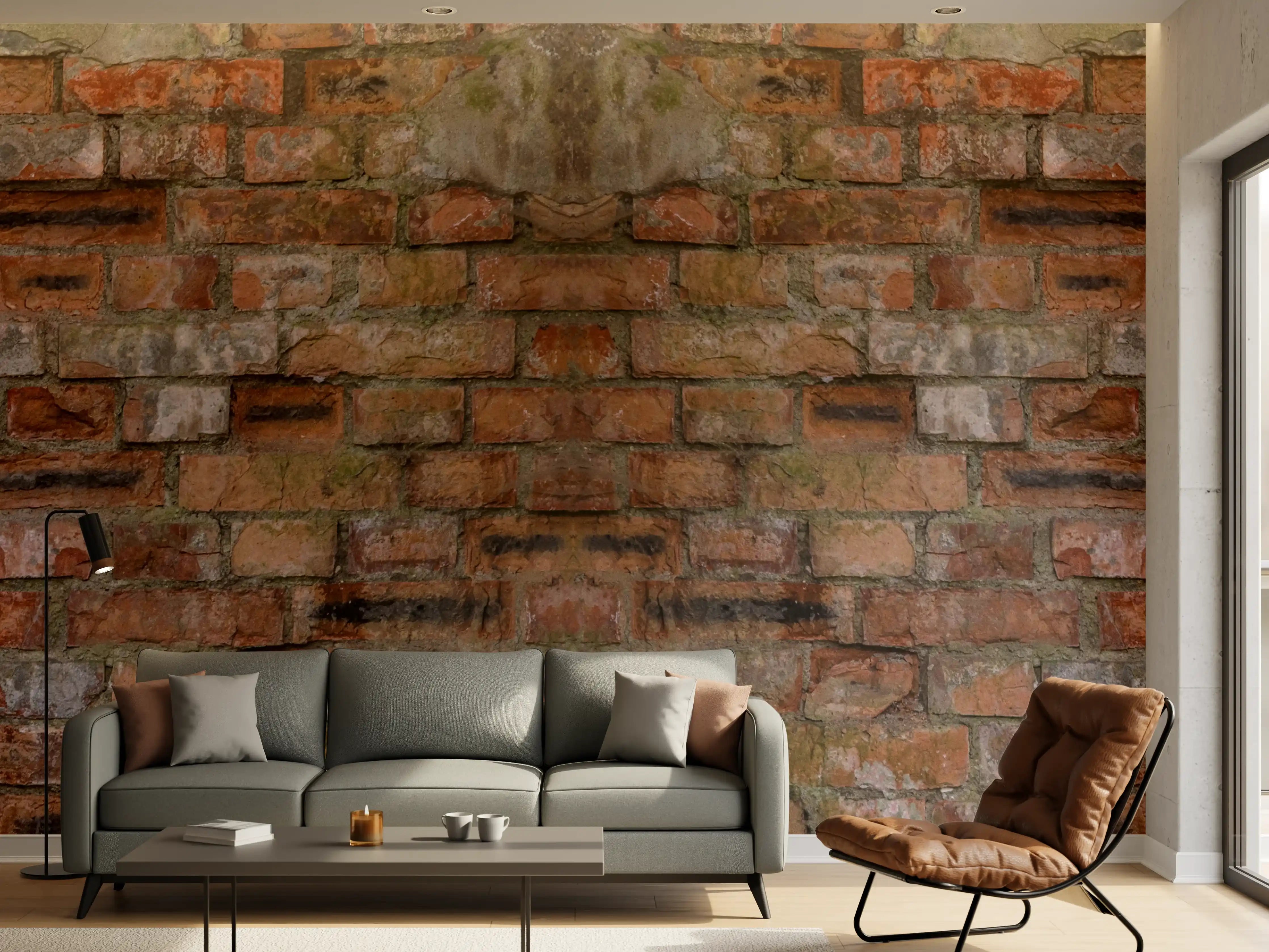 Wandverkleidung Wohnzimmer - Rostige Ziegelsteinwand Textur