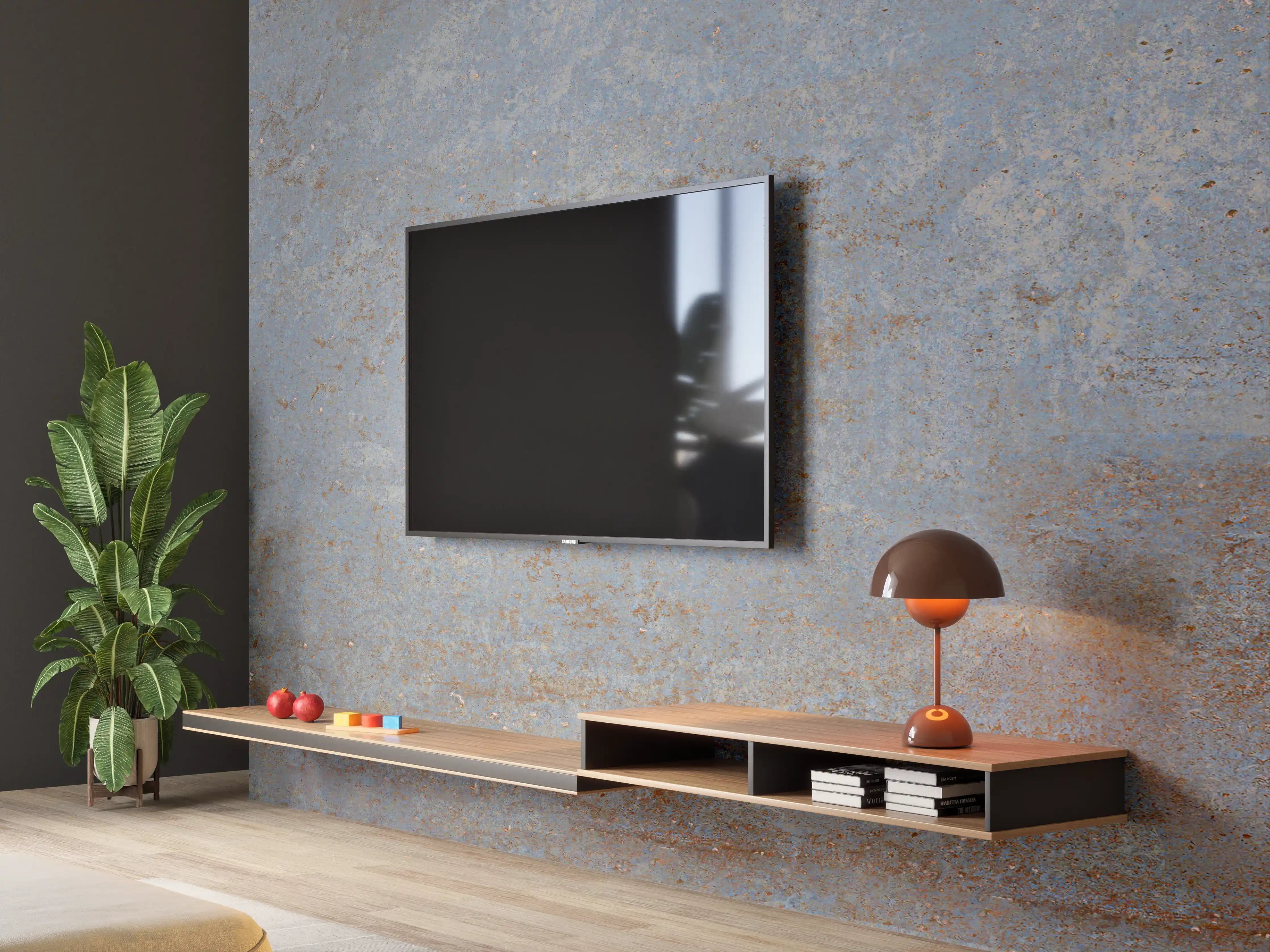 Wandverkleidung Wohnzimmer - Rostiger Marmor aus Zement Textur