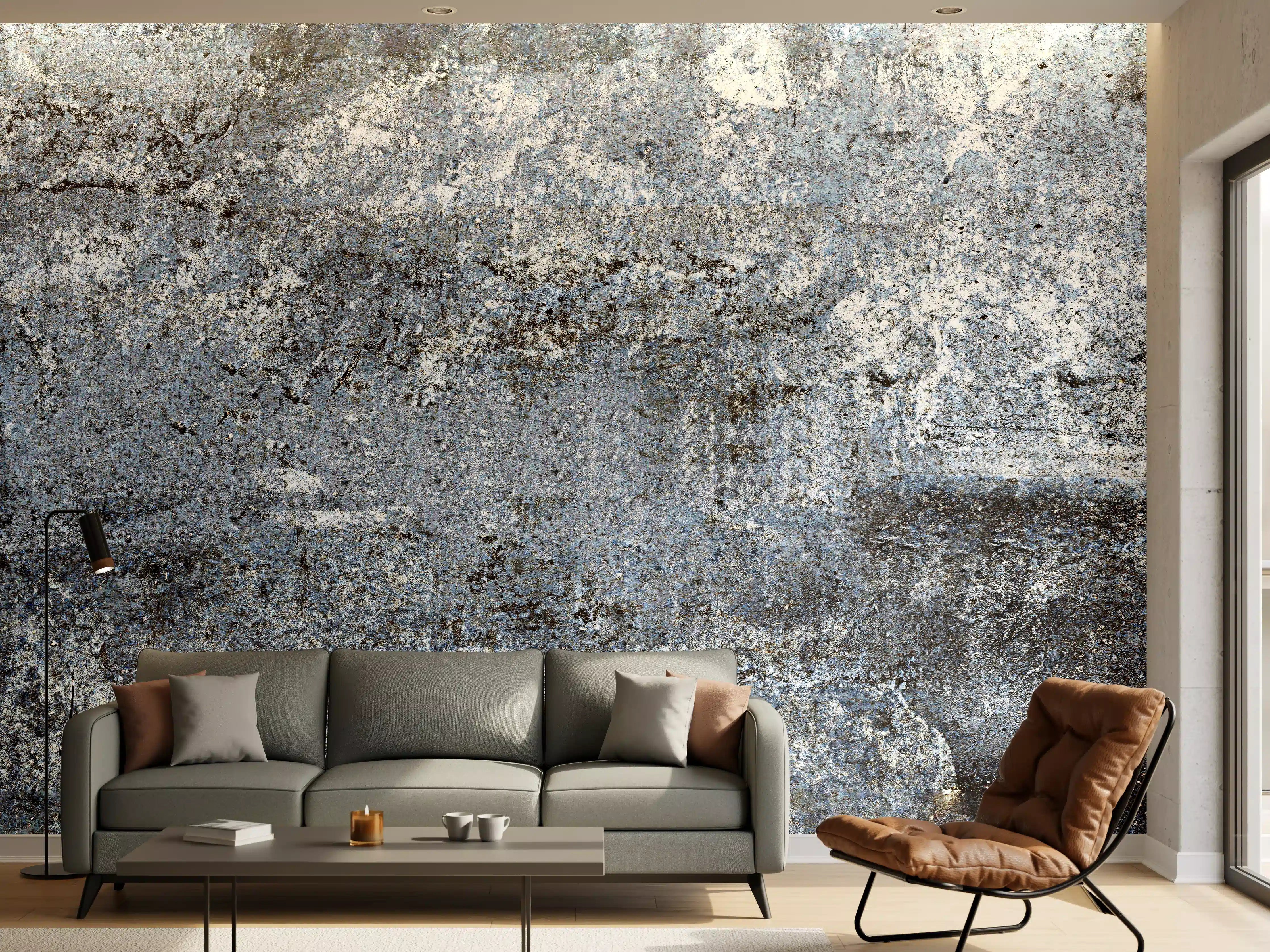 Wandverkleidung Wohnzimmer - Rostiger Marmor aus Zement