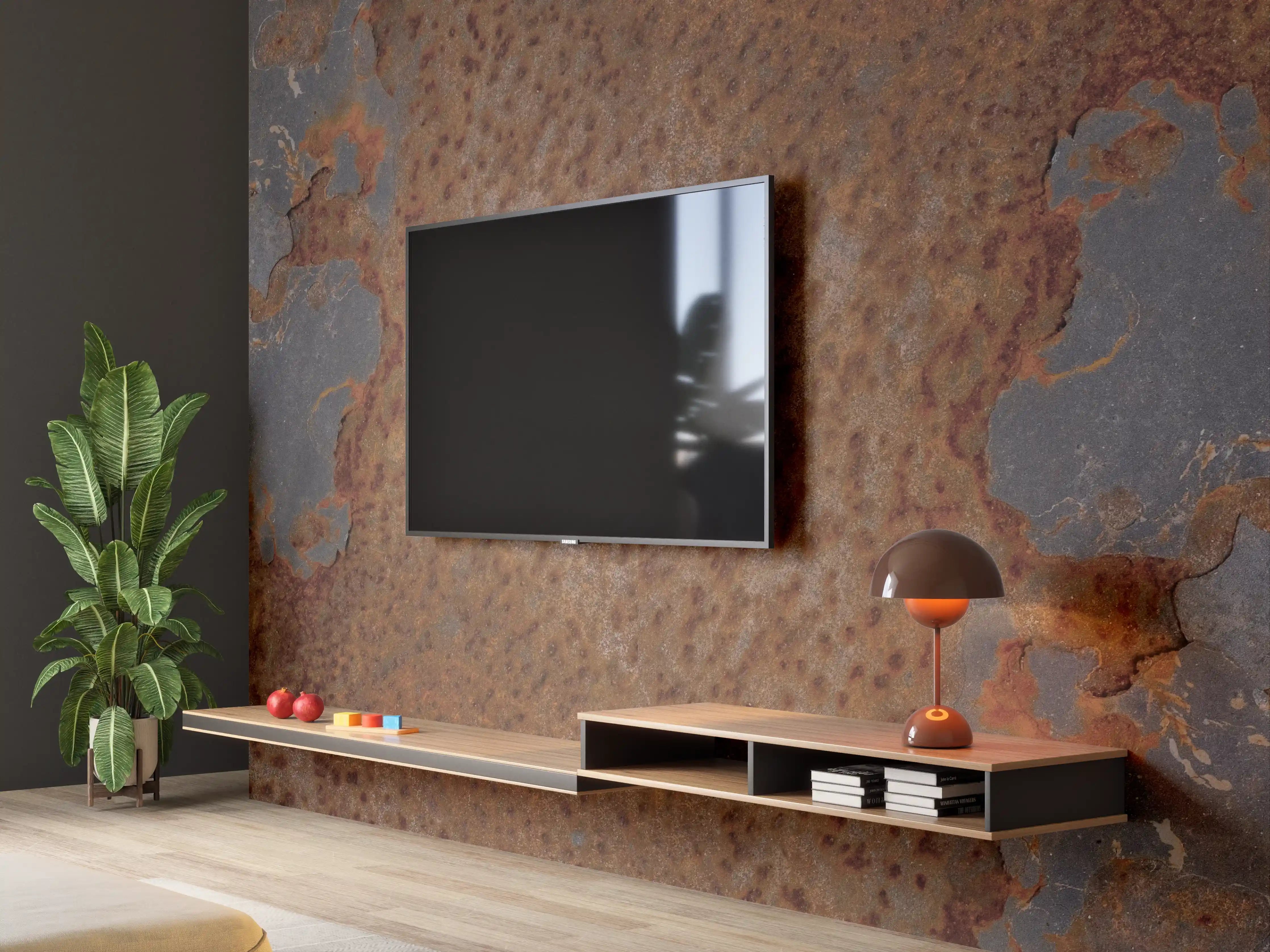 Wandverkleidung Wohnzimmer - Rostiges Metall im Grunge-Stil
