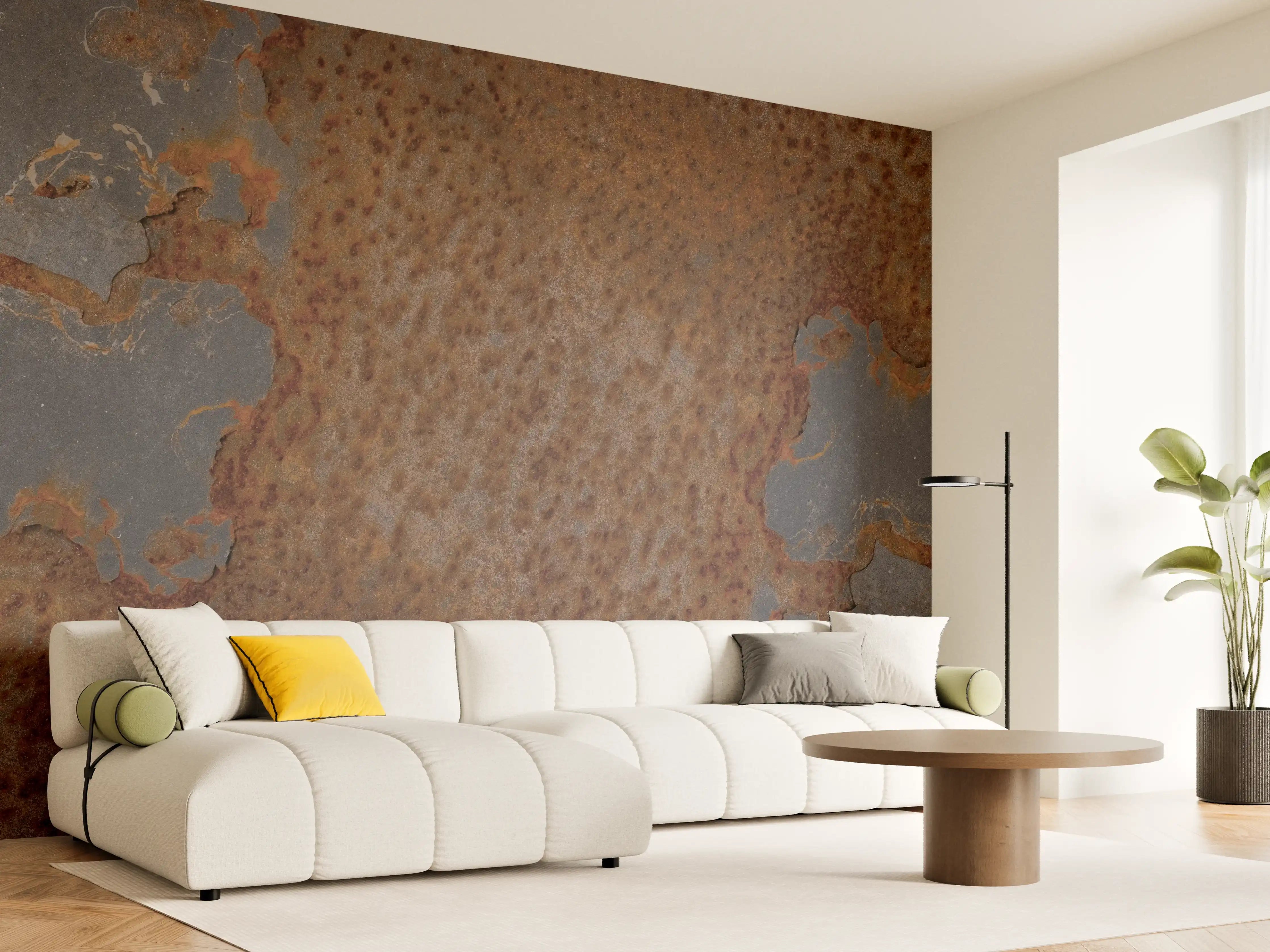 Wandverkleidung Wohnzimmer - Rostiges Metall im Grunge-Stil