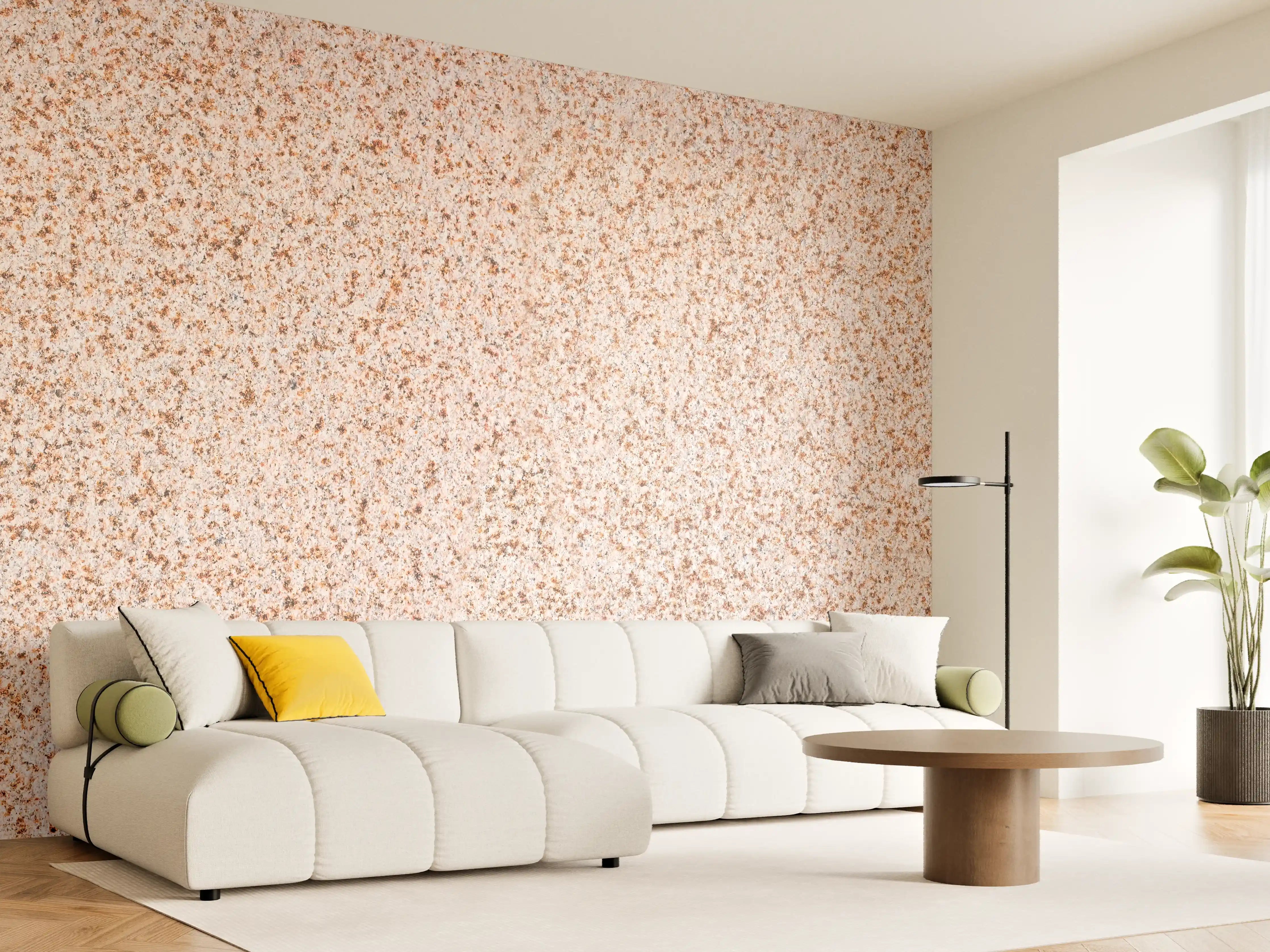 Wandverkleidung Wohnzimmer - Rot-Weißer Granitstein