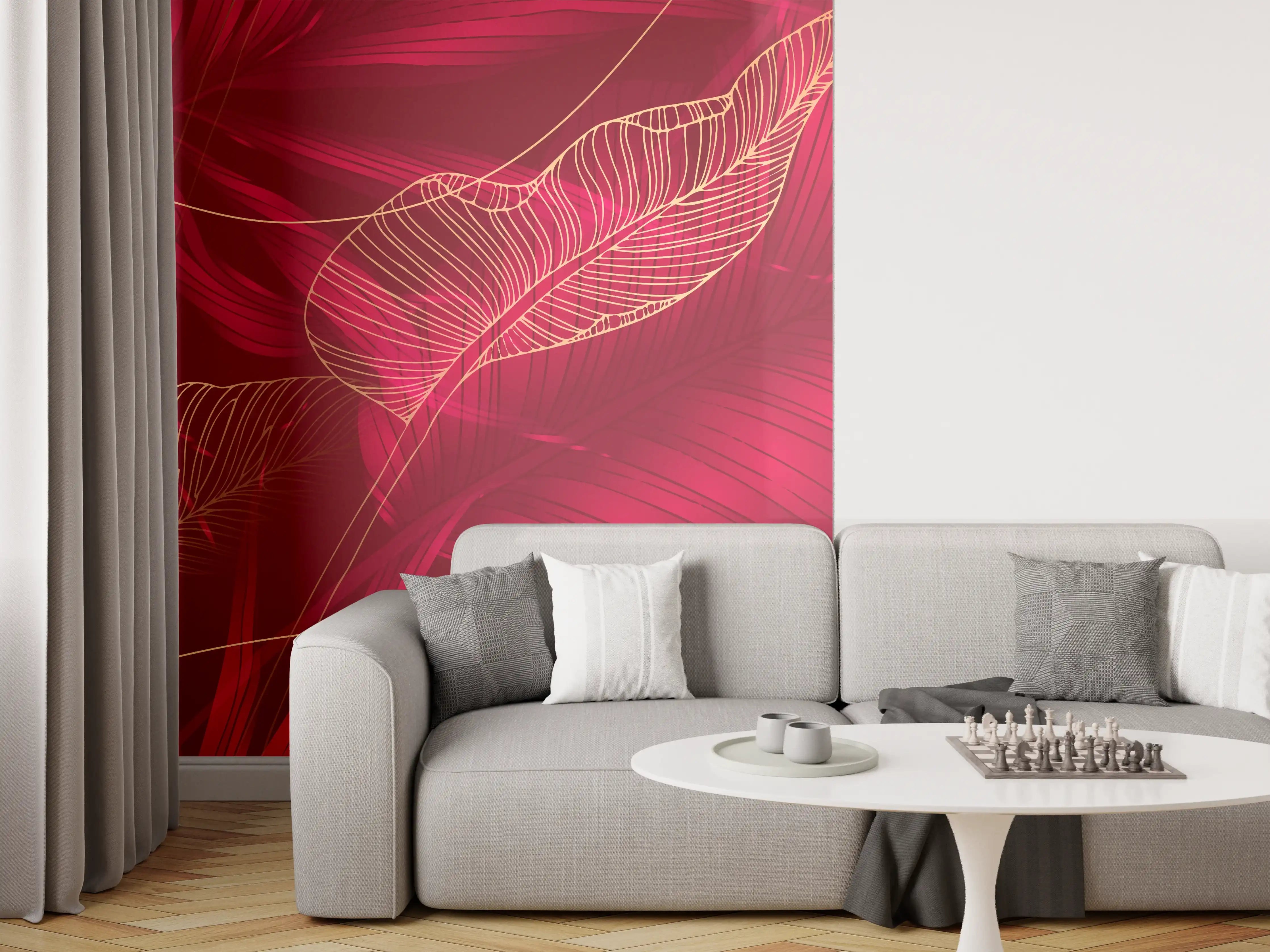 Wandverkleidung Wohnzimmer - Rote Florale Muster Textur