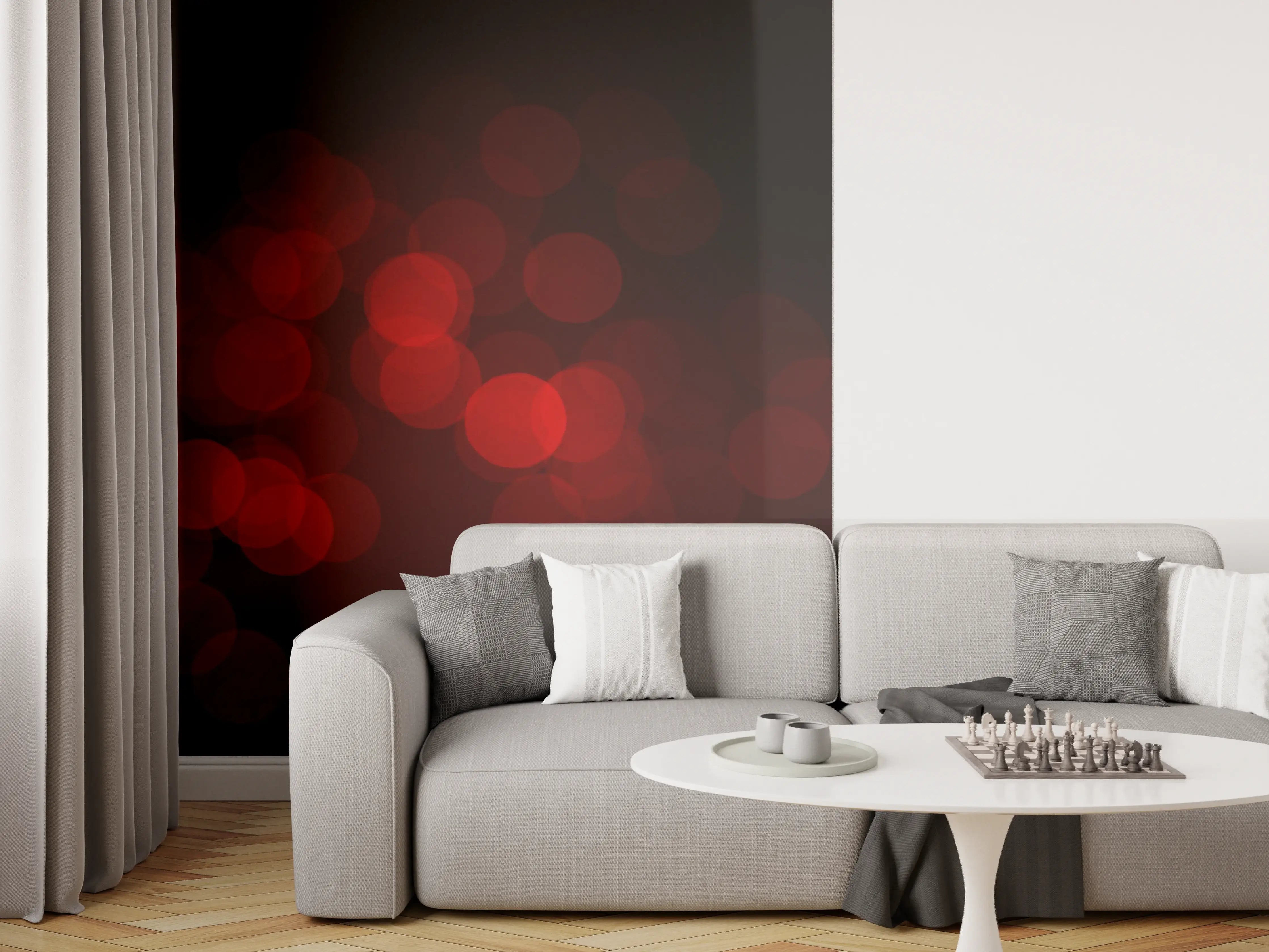 Wandverkleidung Wohnzimmer - Rote Rose auf schwarzem Hintergrund