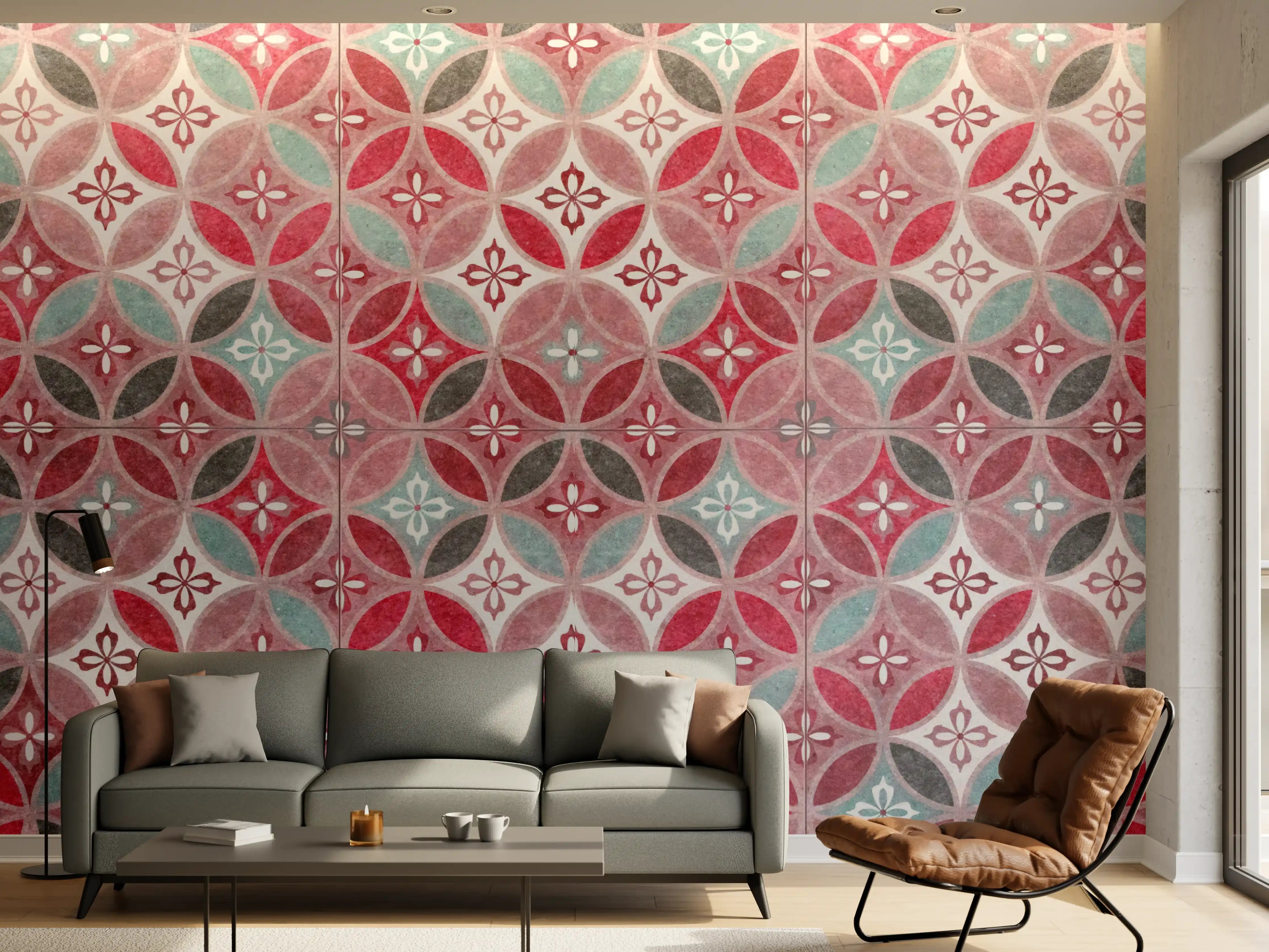 Wandverkleidung Wohnzimmer - Rote anthrazit Struktur