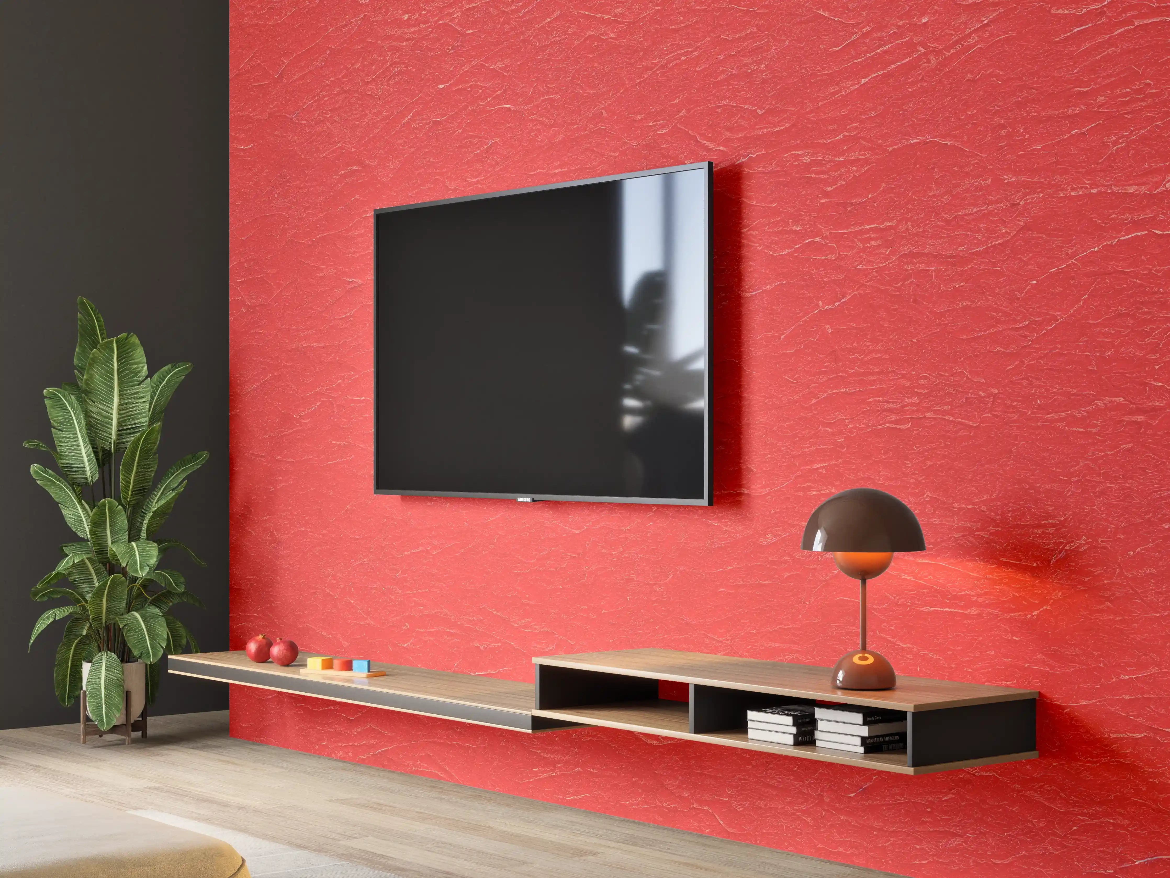 Wandverkleidung Wohnzimmer - Rotes Wandmuster
