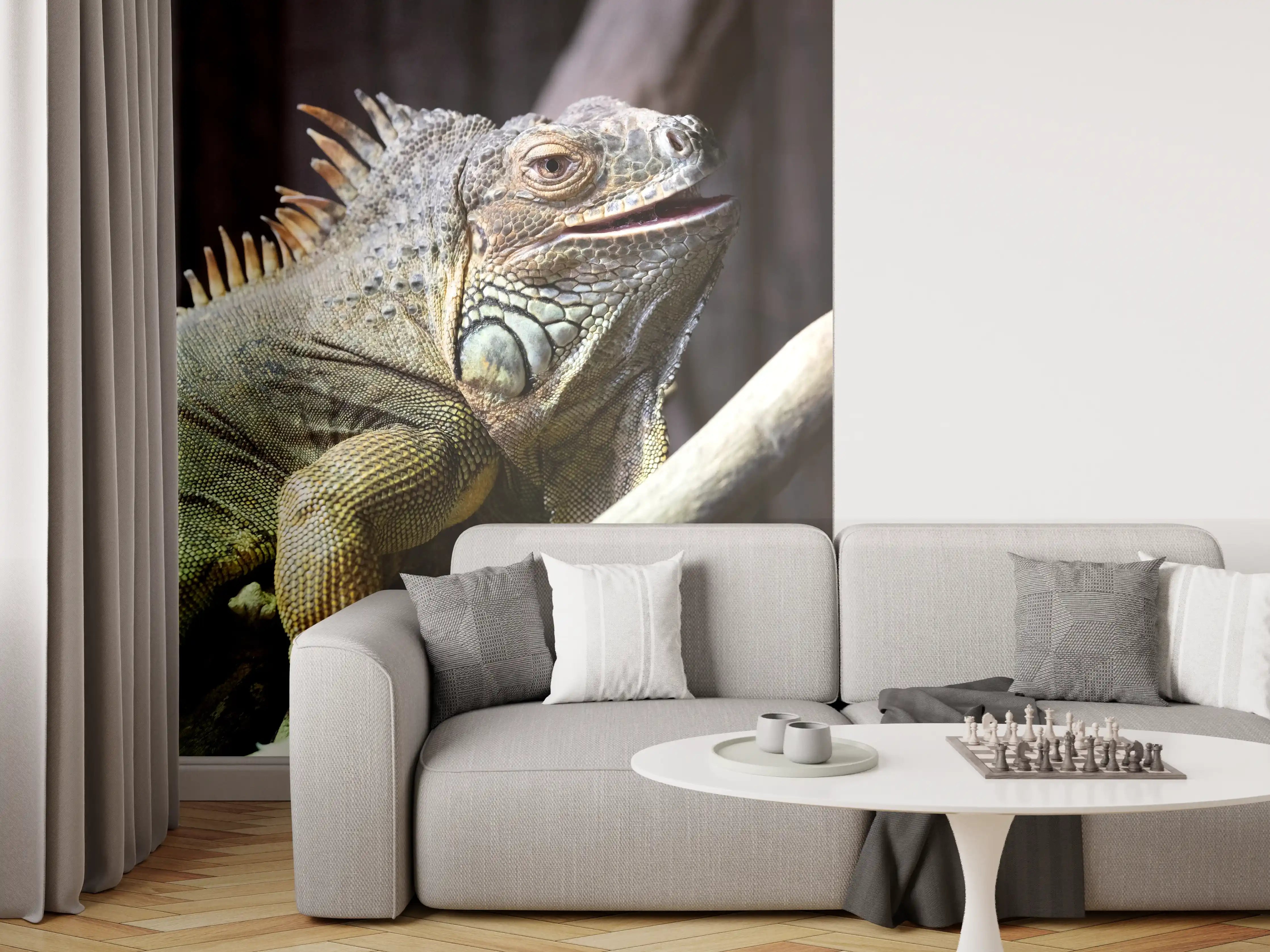 Wandverkleidung Wohnzimmer - Ruhender Leguan