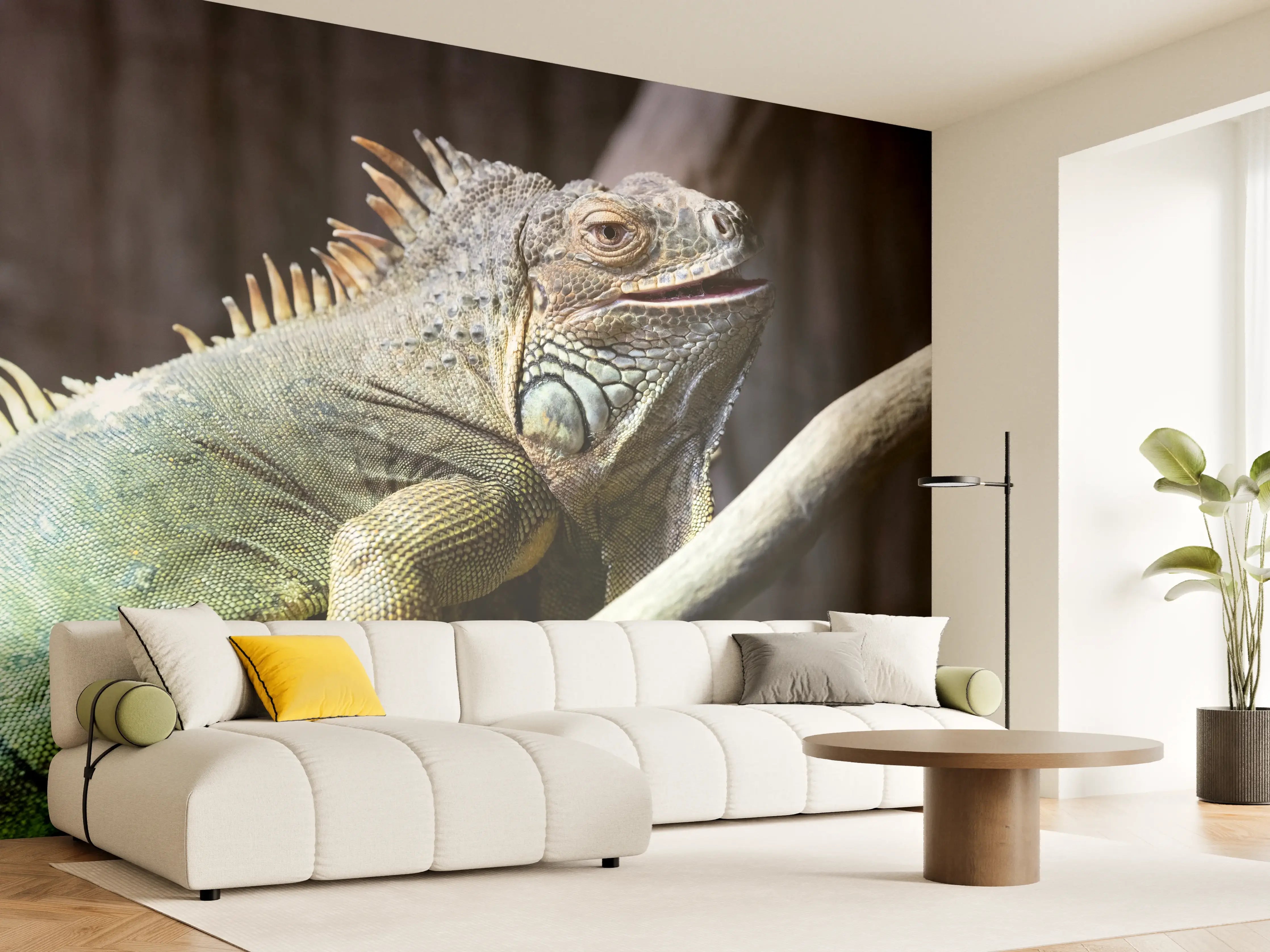 Wandverkleidung Wohnzimmer - Ruhender Leguan
