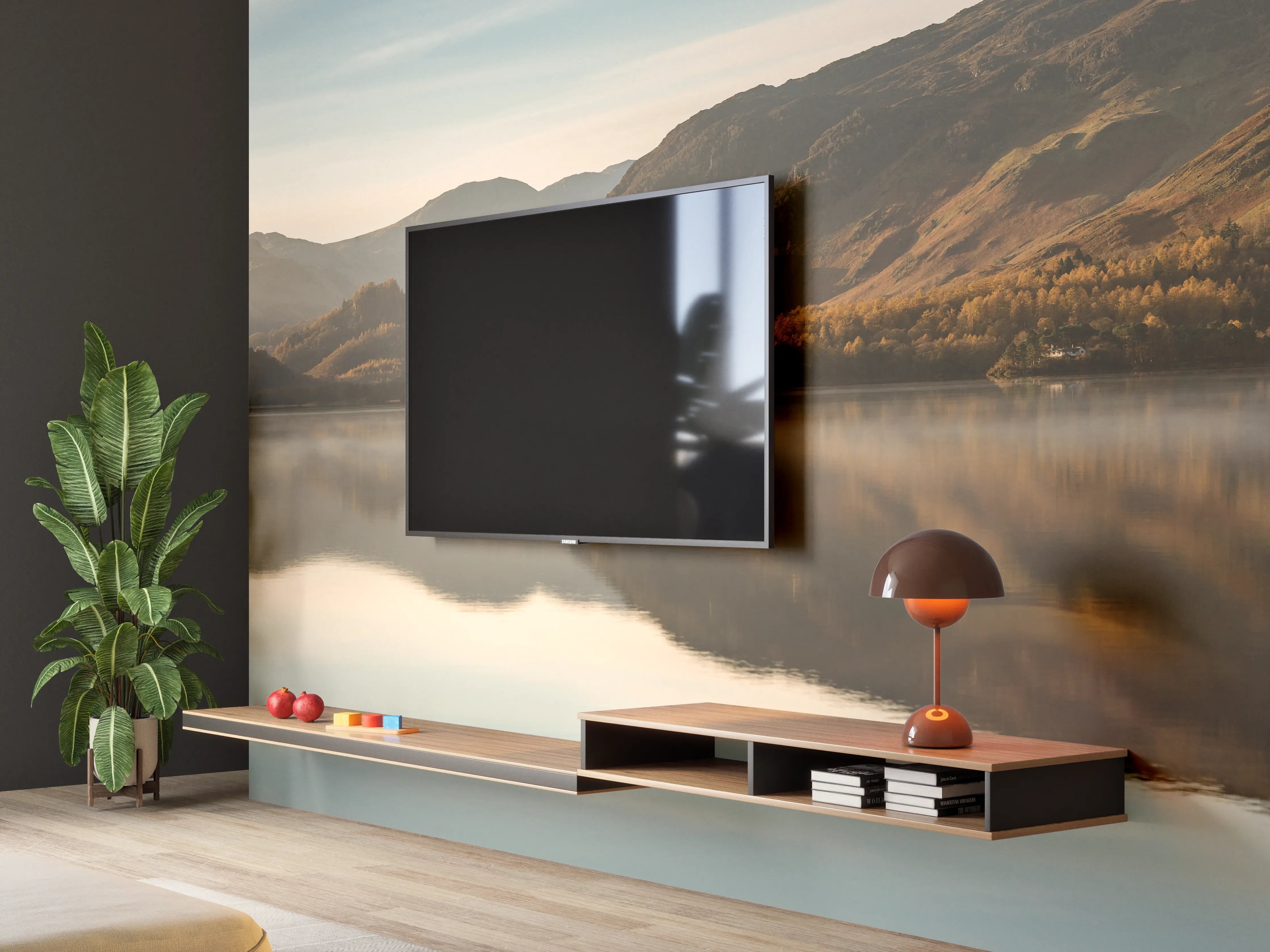 Wandverkleidung Wohnzimmer - Ruhige Reflexionen im stillen Derwentwater