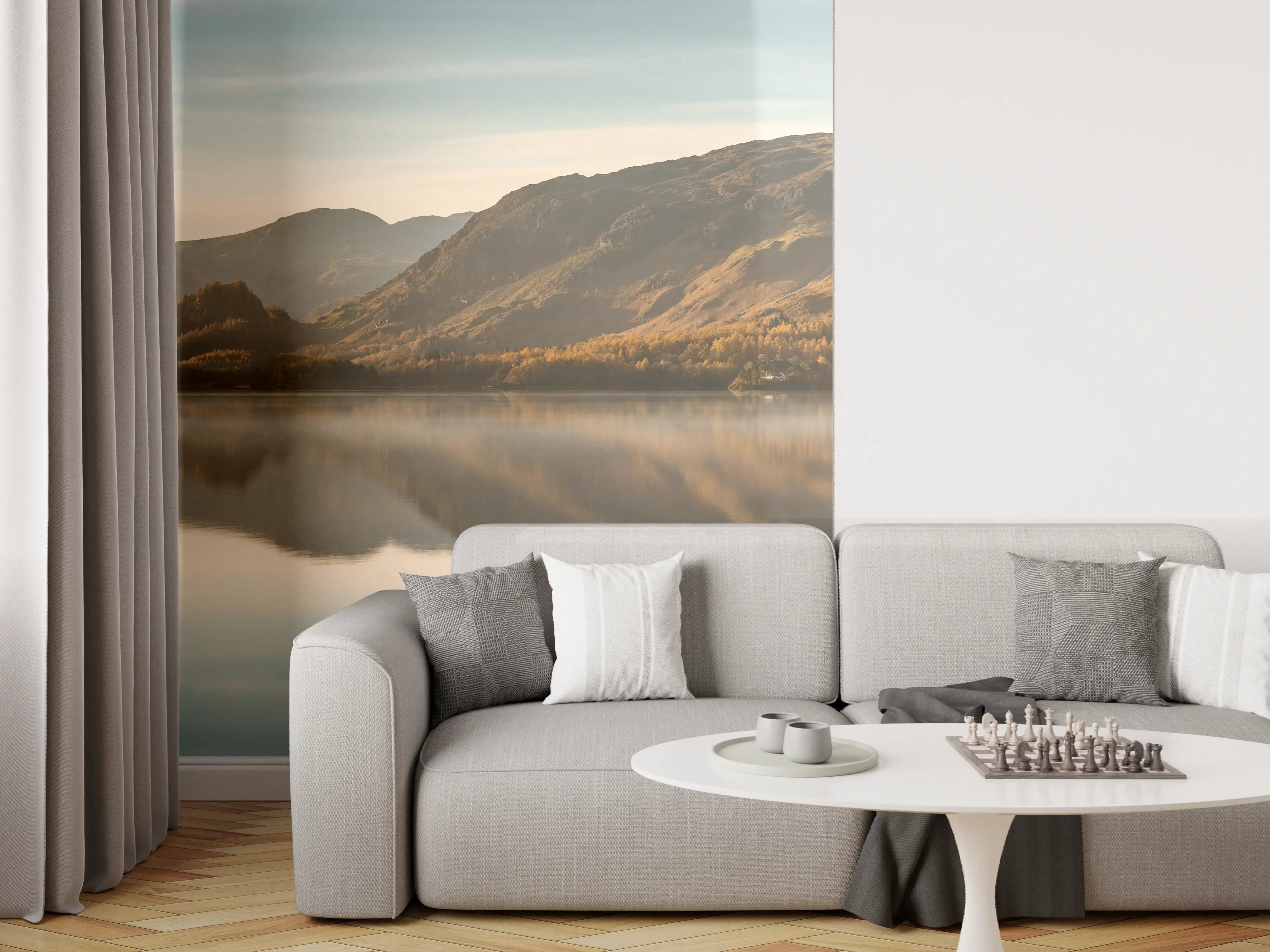 Wandverkleidung Wohnzimmer - Ruhige Reflexionen im stillen Derwentwater