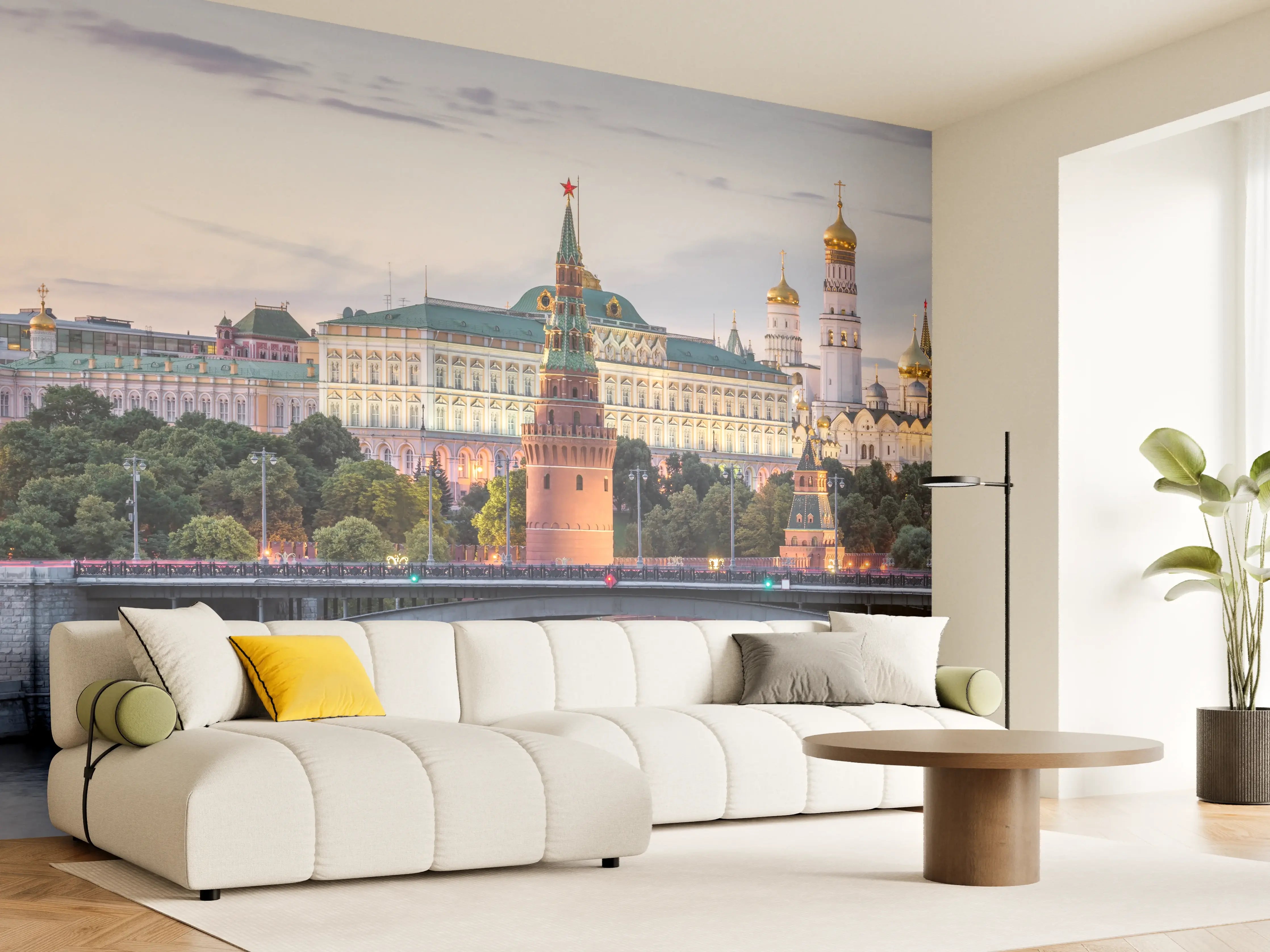 Wandverkleidung Wohnzimmer - Russland Moskau Skyline bei Sonnenuntergang