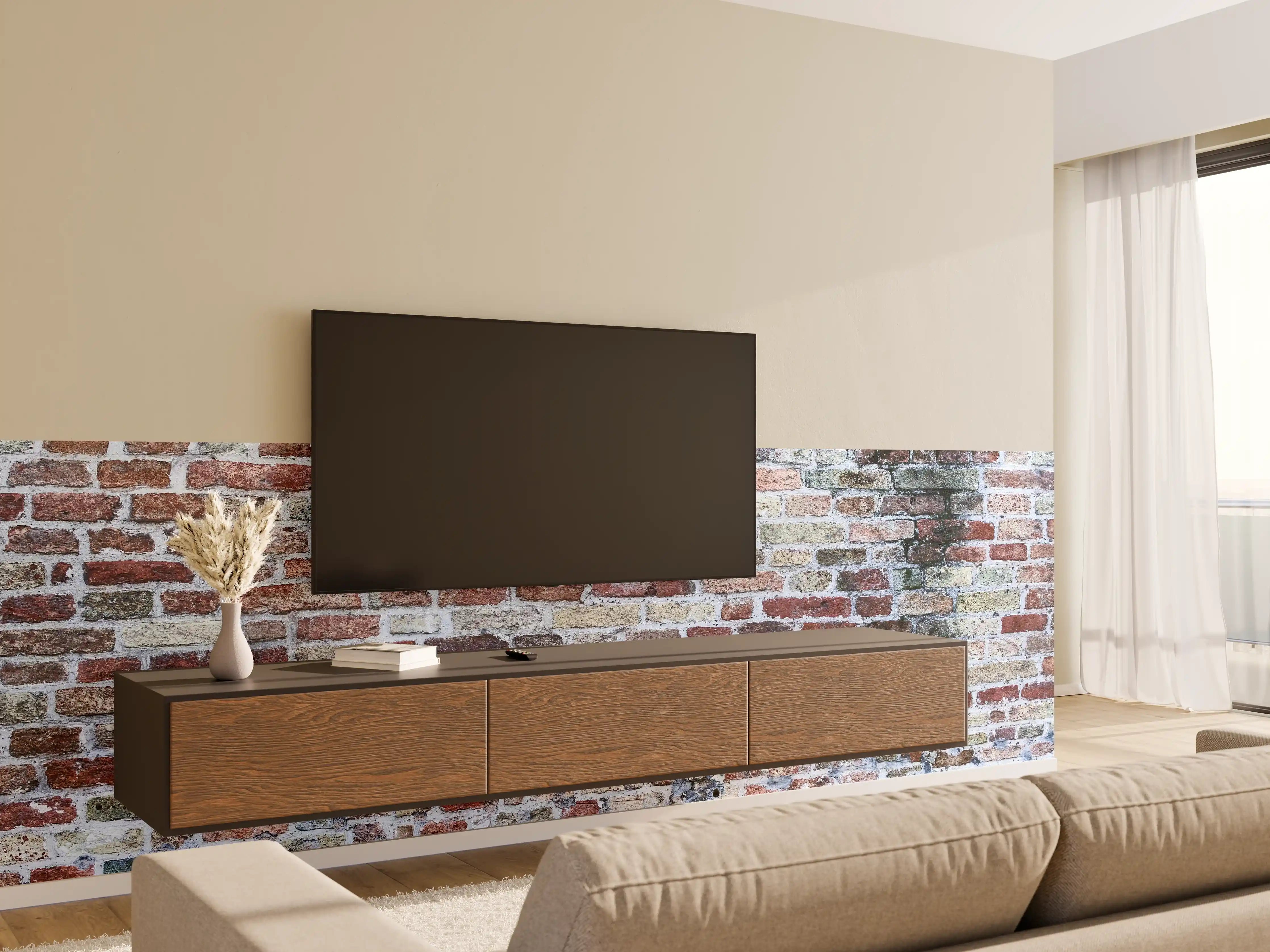 Wandverkleidung Wohnzimmer - Rustic Brick Wall Decor