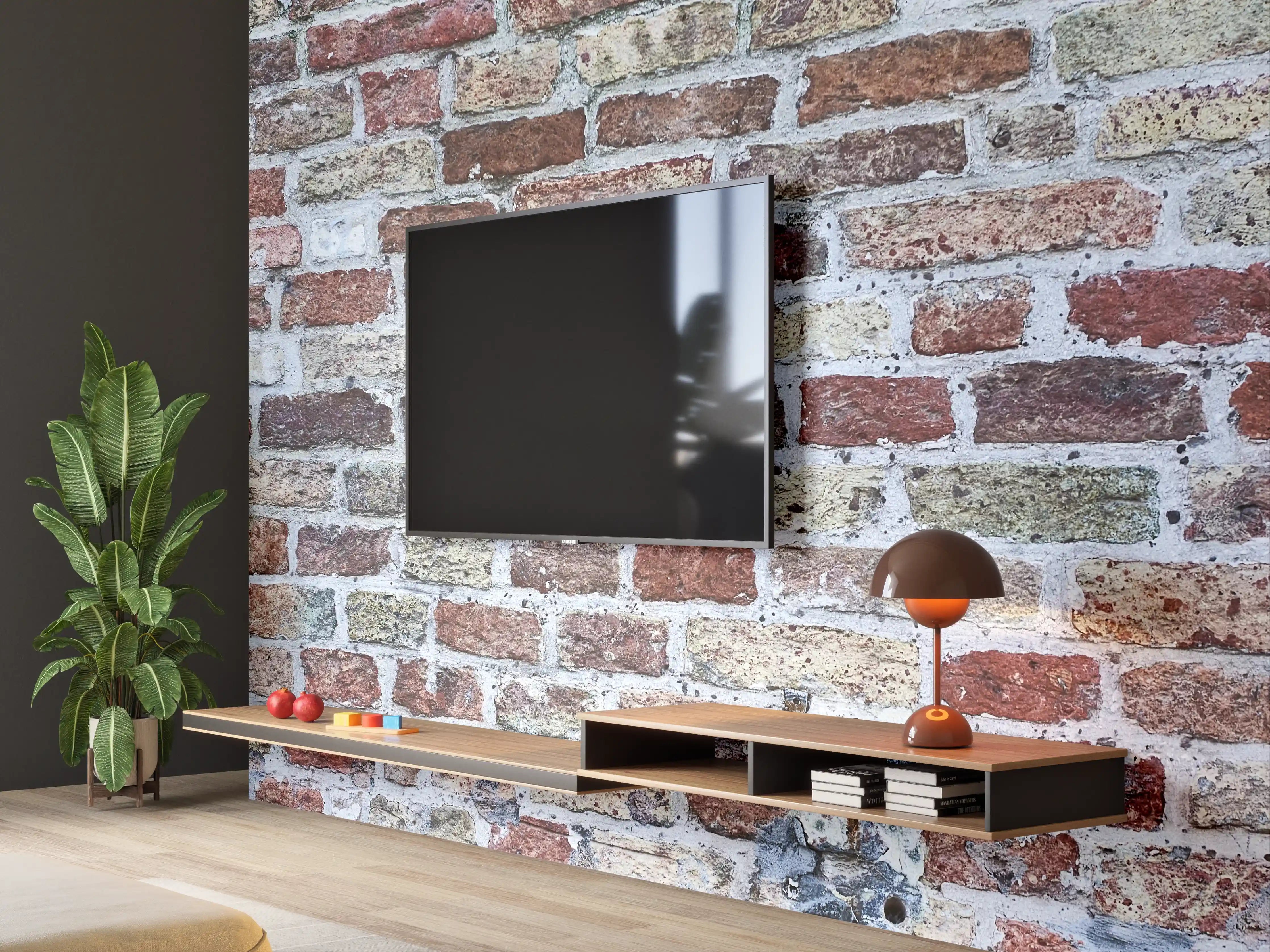 Wandverkleidung Wohnzimmer - Rustic Brick Wall Decor