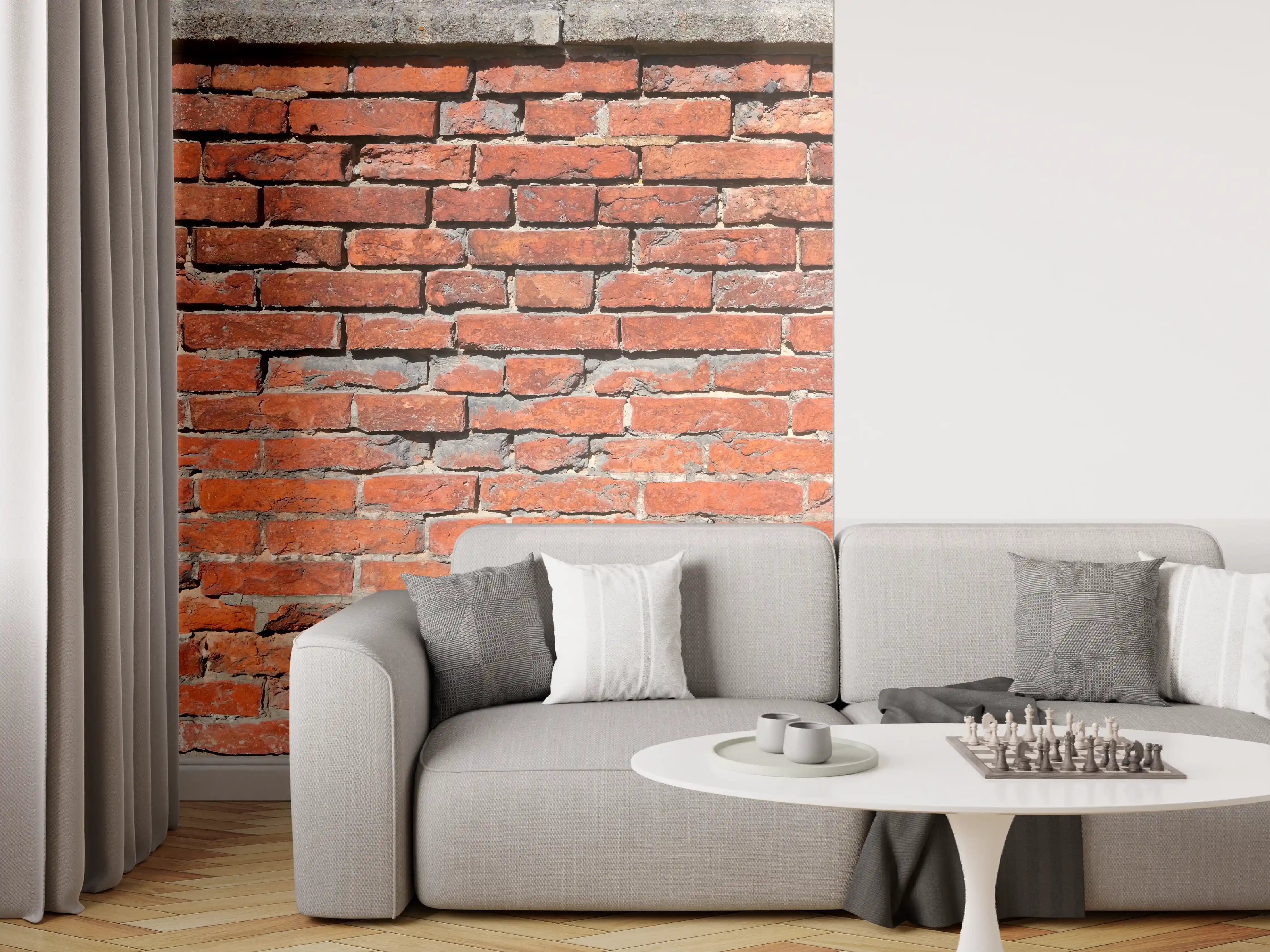 Wandverkleidung Wohnzimmer - Rustikale Backsteinmauer für kreative Projekte