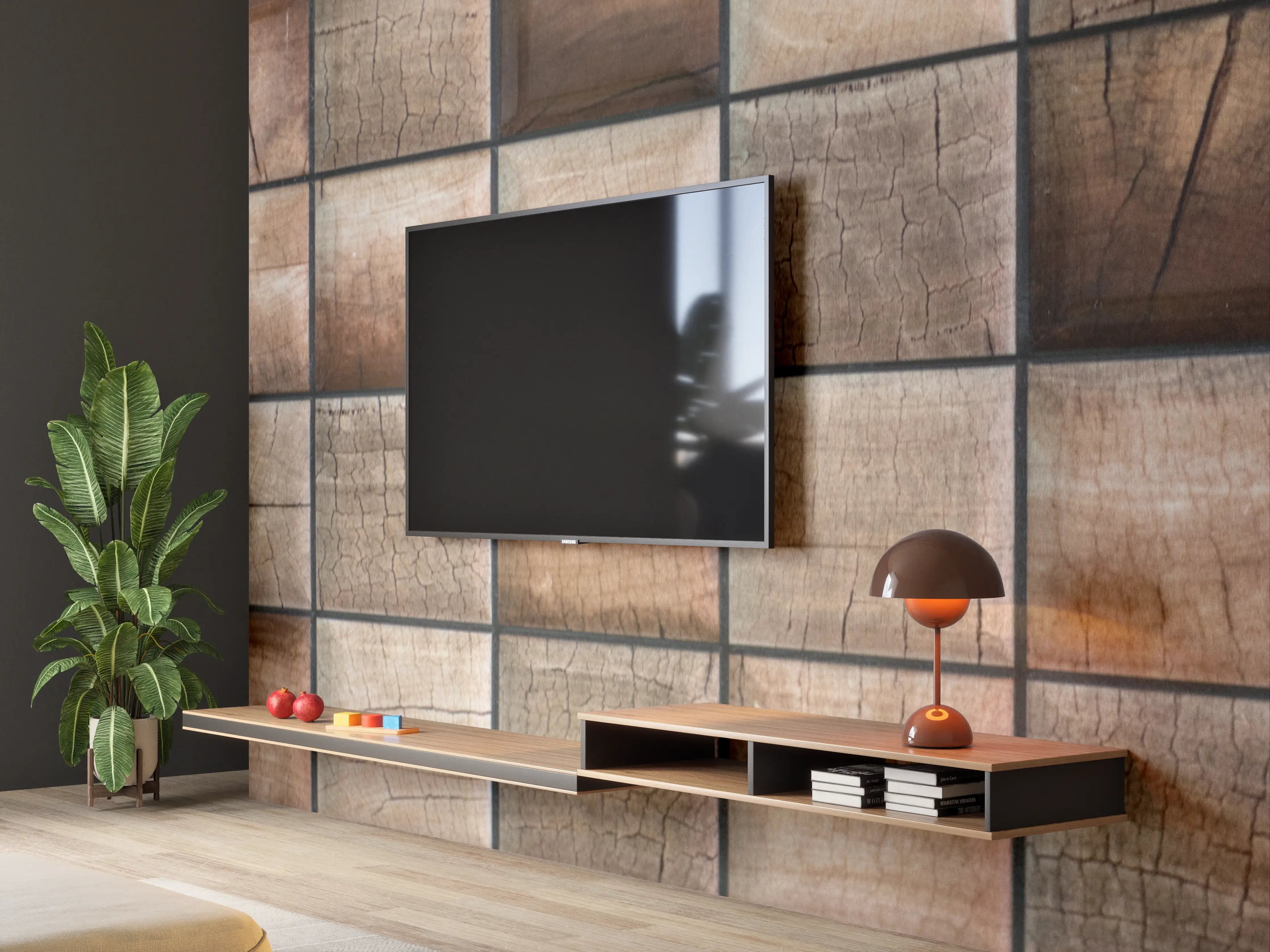 Wandverkleidung Wohnzimmer - Rustikale Holzfliesen mit natürlichen Maserungen