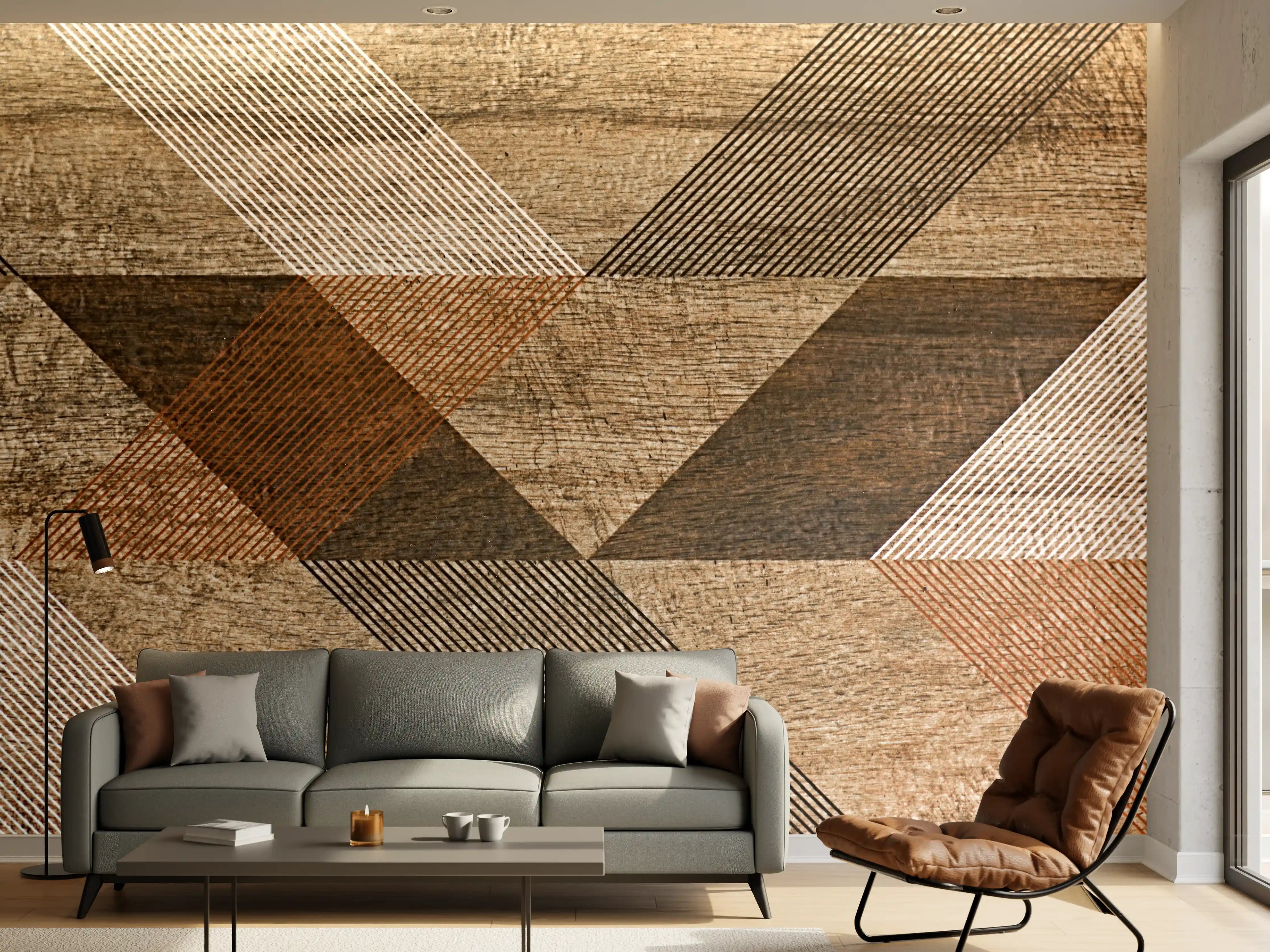 Wandverkleidung Wohnzimmer - Rustikale Holzoptik Fliese