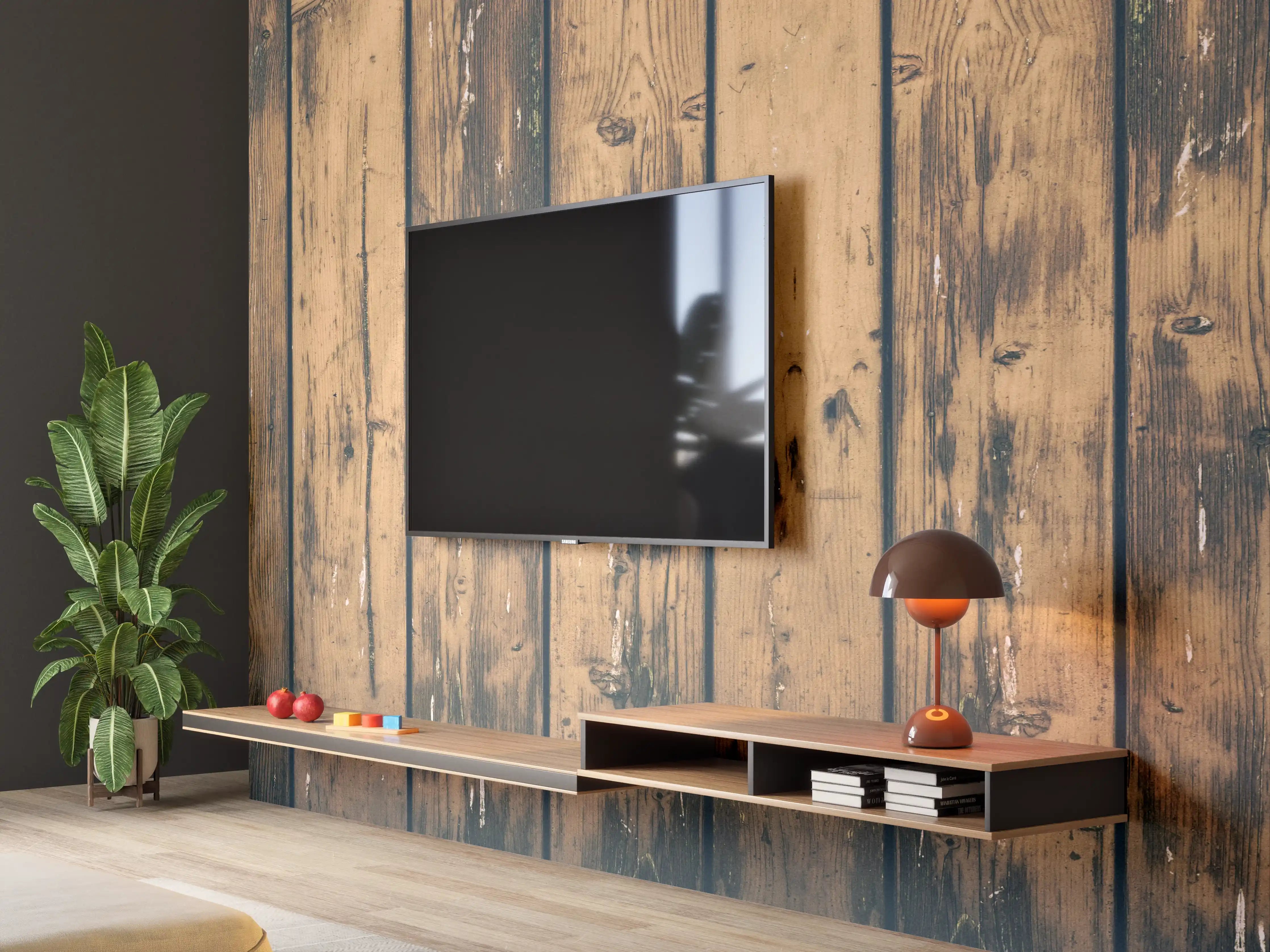 Wandverkleidung Wohnzimmer - Rustikale Holzoptik als Wanddekoration