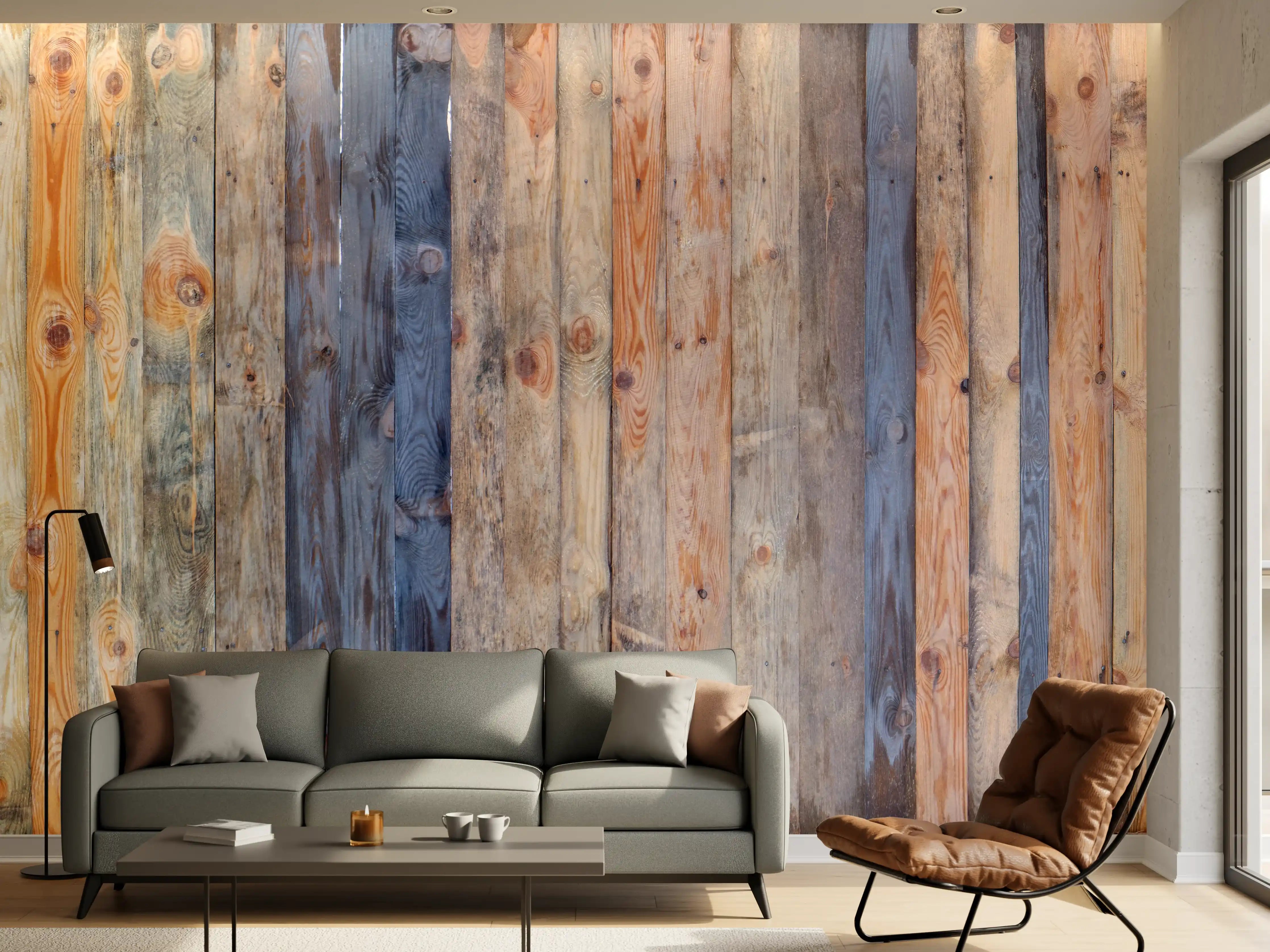 Wandverkleidung Wohnzimmer - Rustikale Holzpaneele Wanddekoration