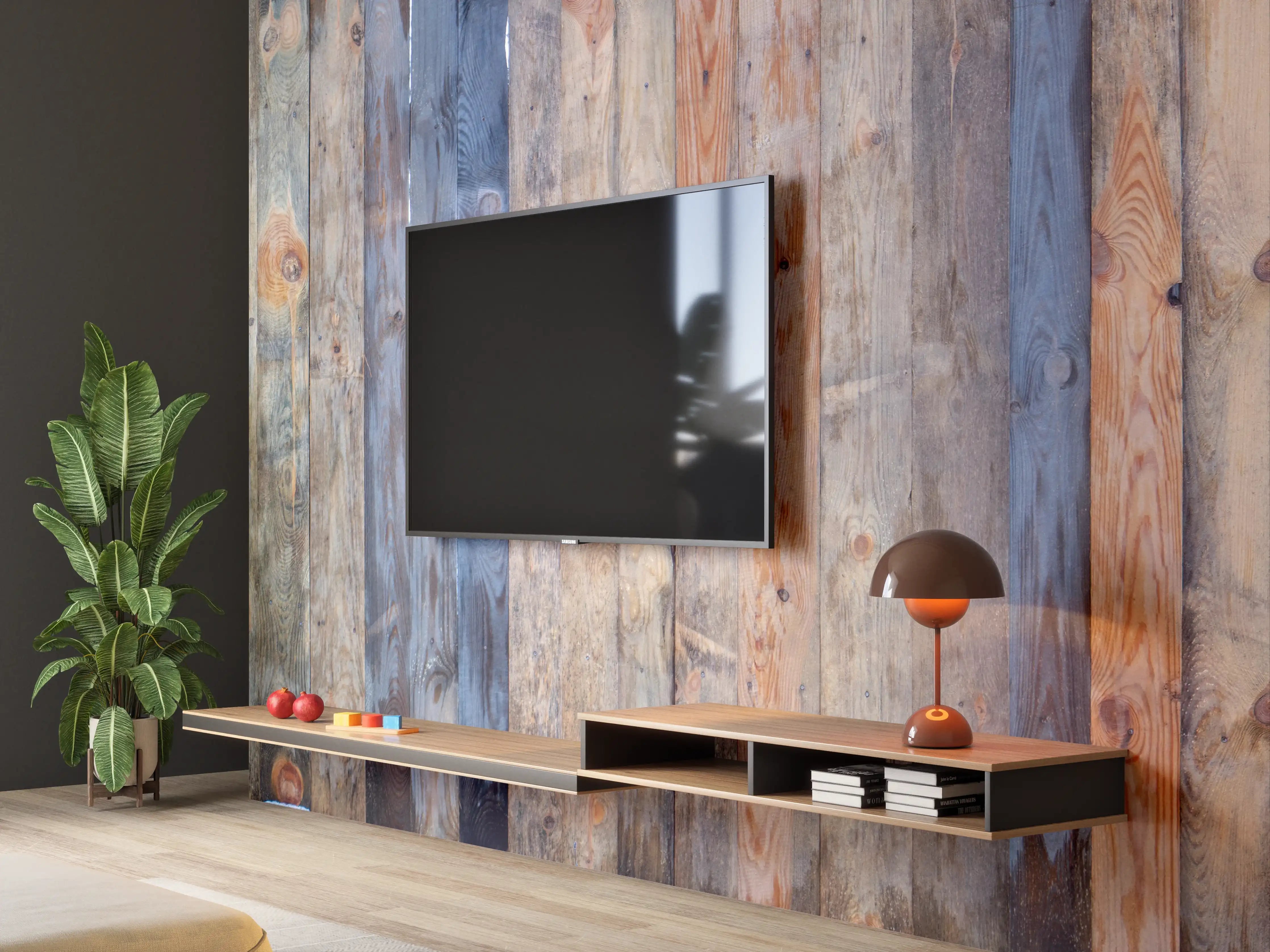 Wandverkleidung Wohnzimmer - Rustikale Holzpaneele Wanddekoration