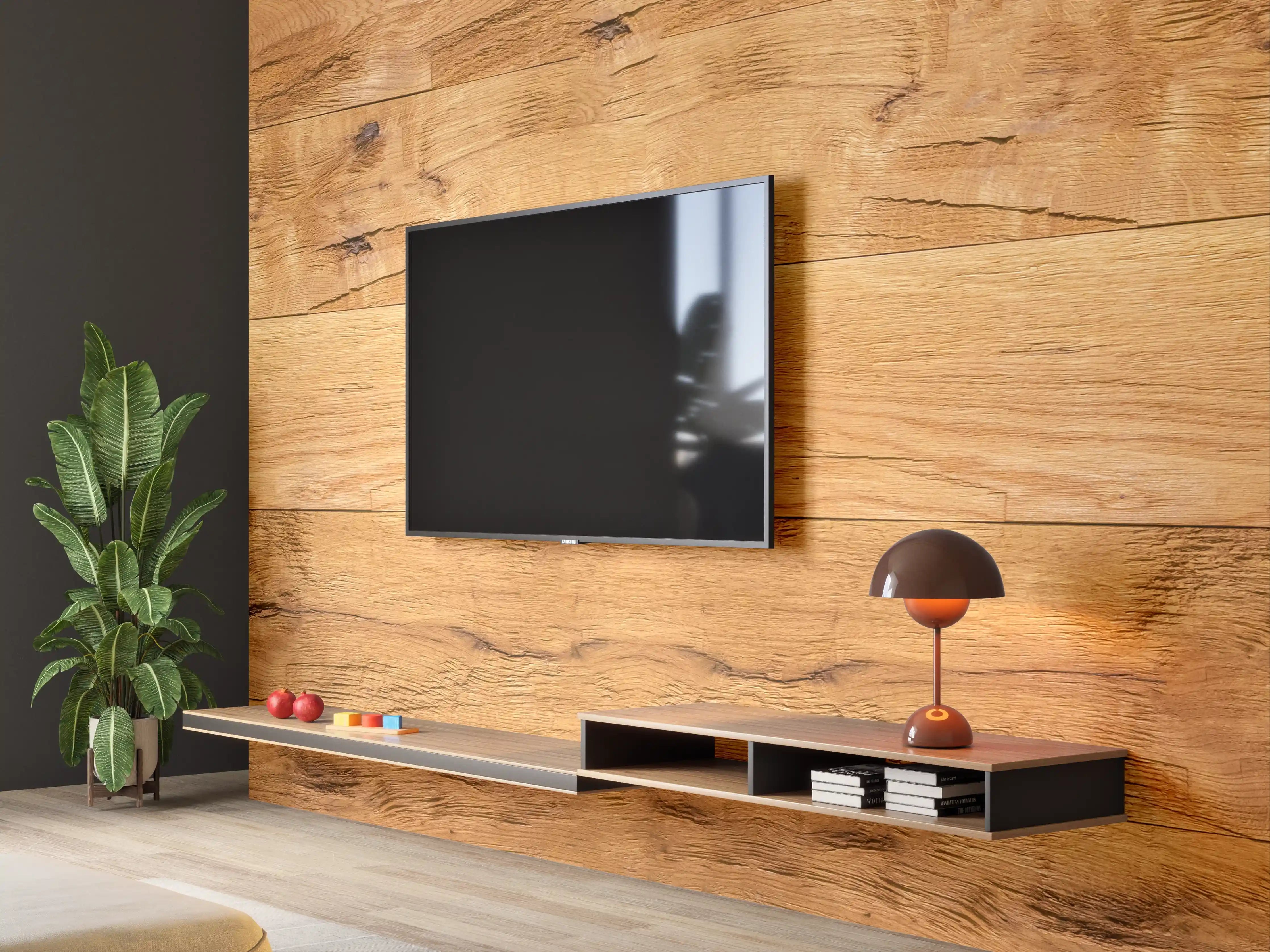 Wandverkleidung Wohnzimmer - Rustikale Holzplatte