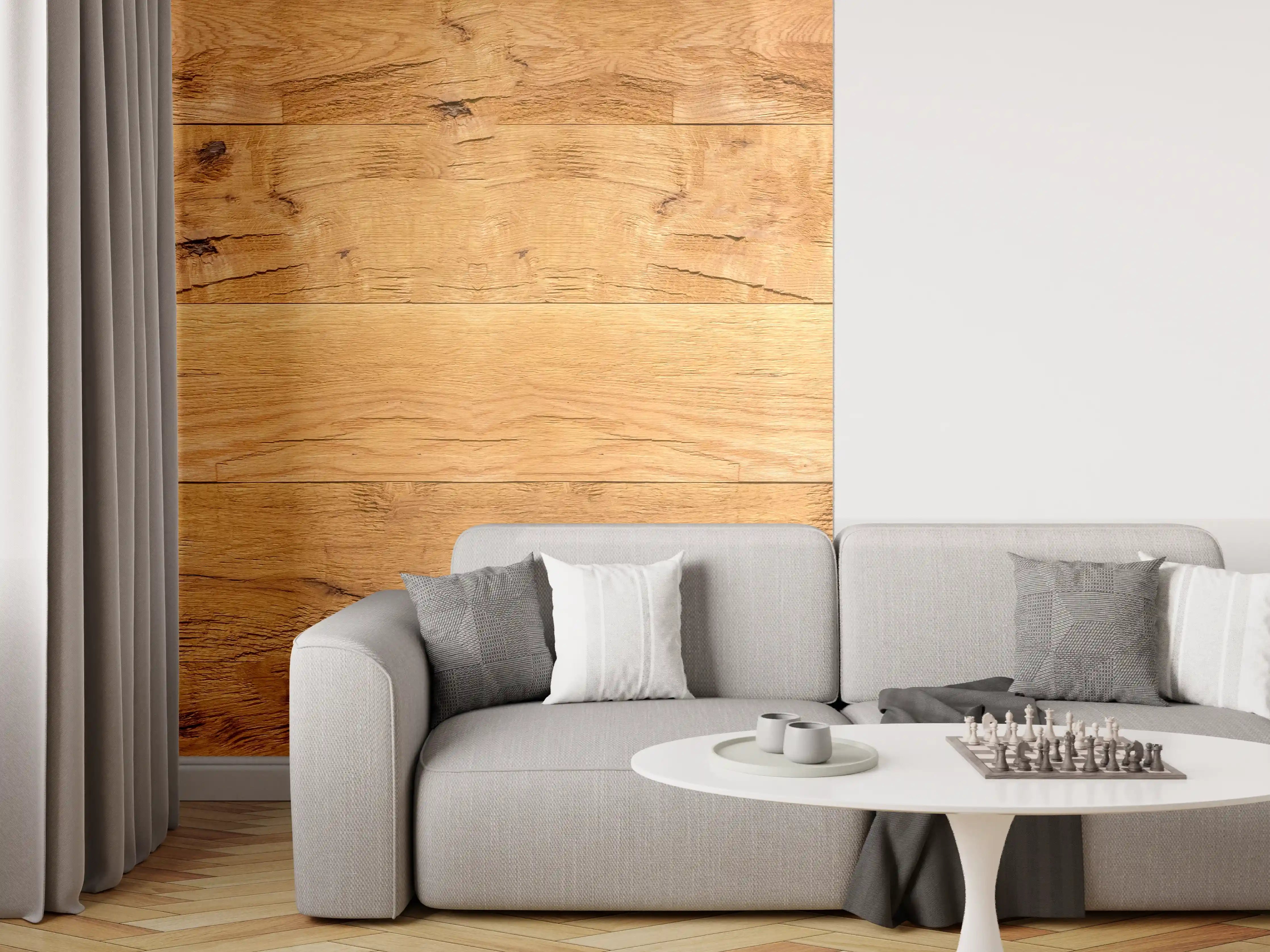 Wandverkleidung Wohnzimmer - Rustikale Holzplatte