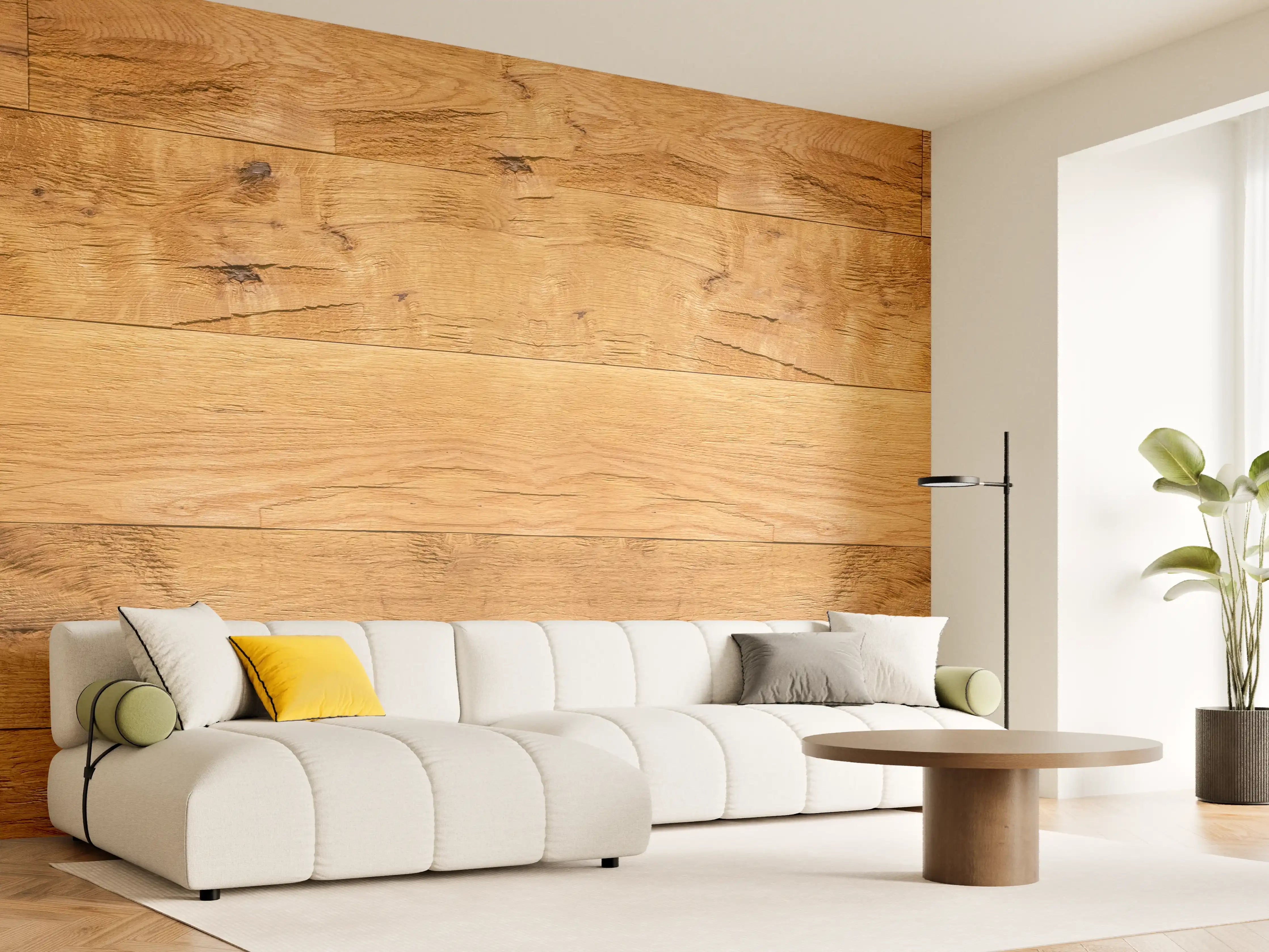 Wandverkleidung Wohnzimmer - Rustikale Holzplatte