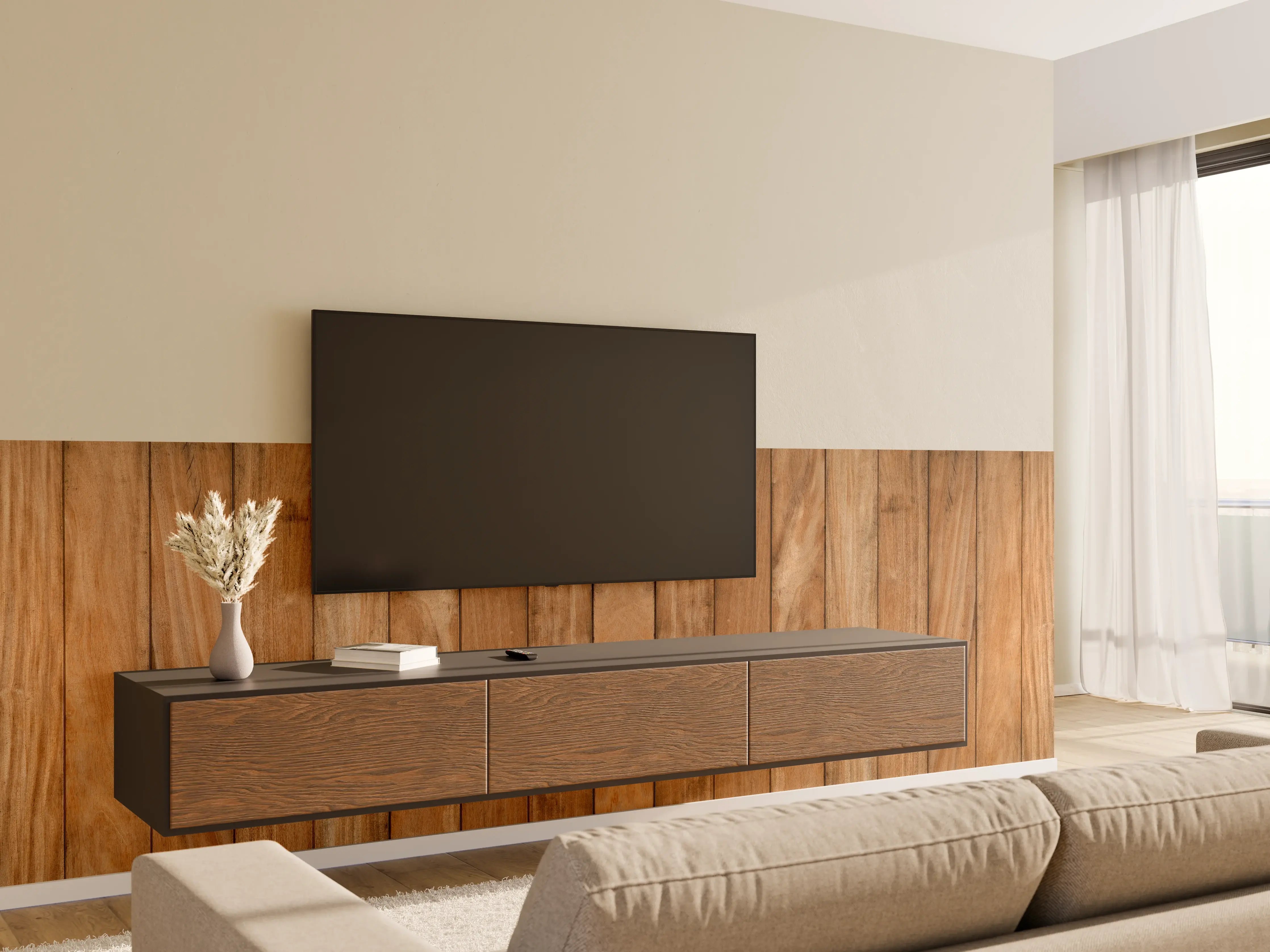 Wandverkleidung Wohnzimmer - Rustikale Holzvertäfelung für Heimdekoration