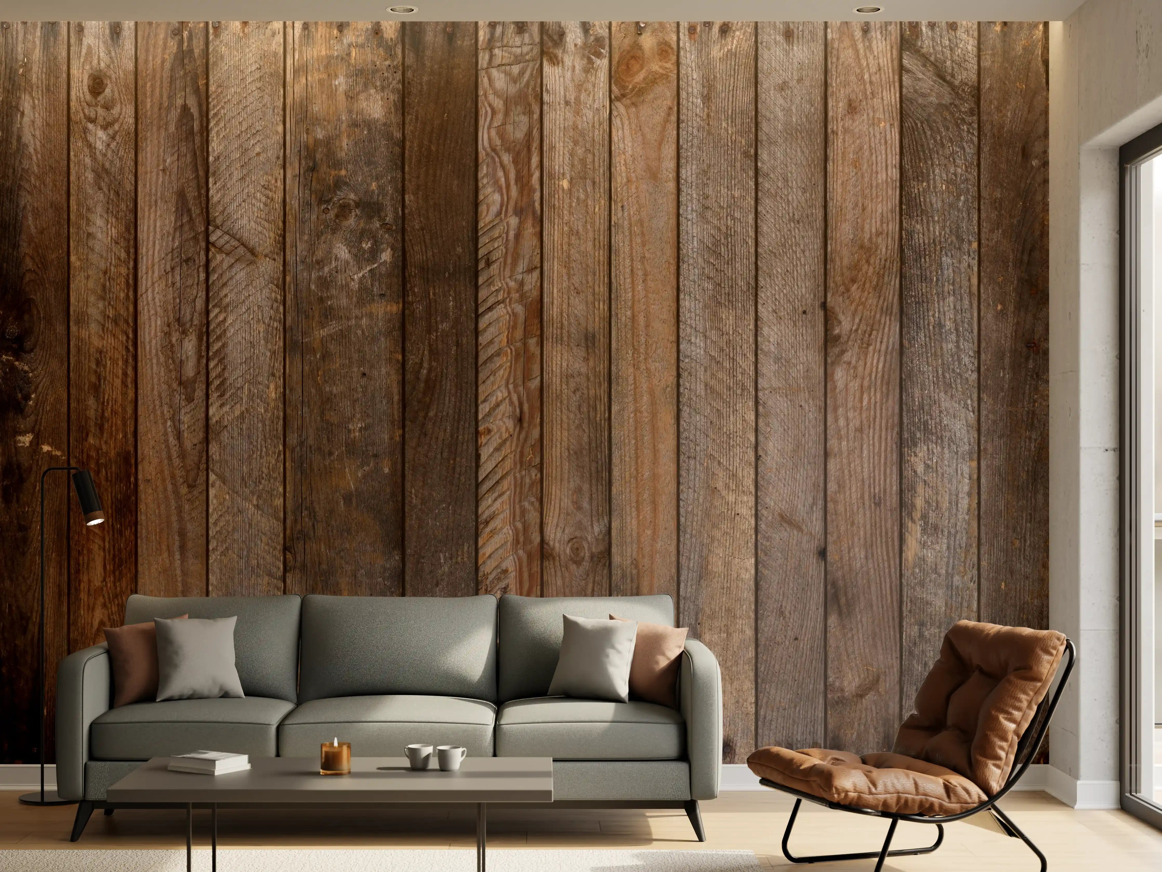 Wandverkleidung Wohnzimmer - Rustikale Holzwand für warmer Ambiente