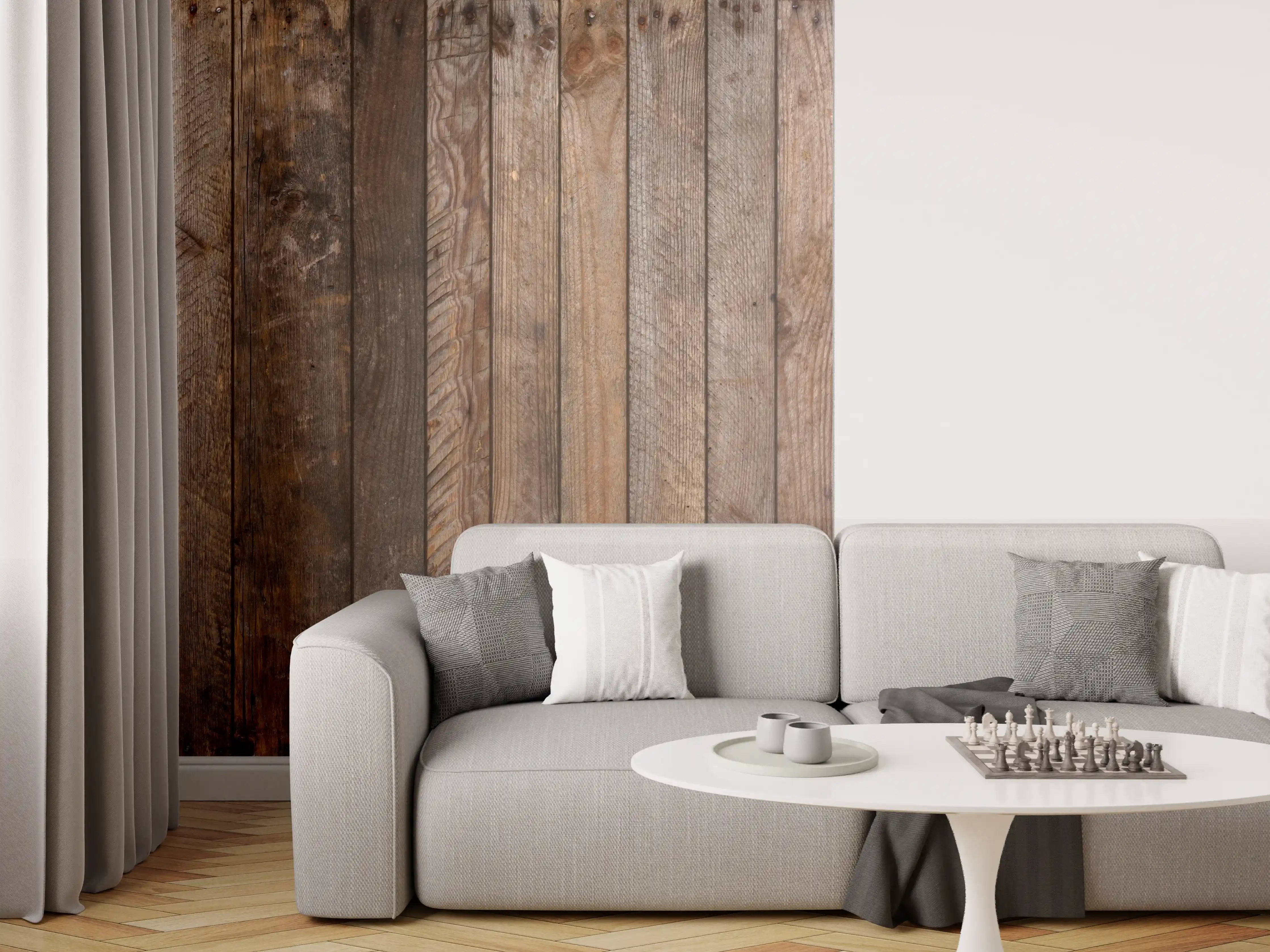 Wandverkleidung Wohnzimmer - Rustikale Holzwand für warmer Ambiente