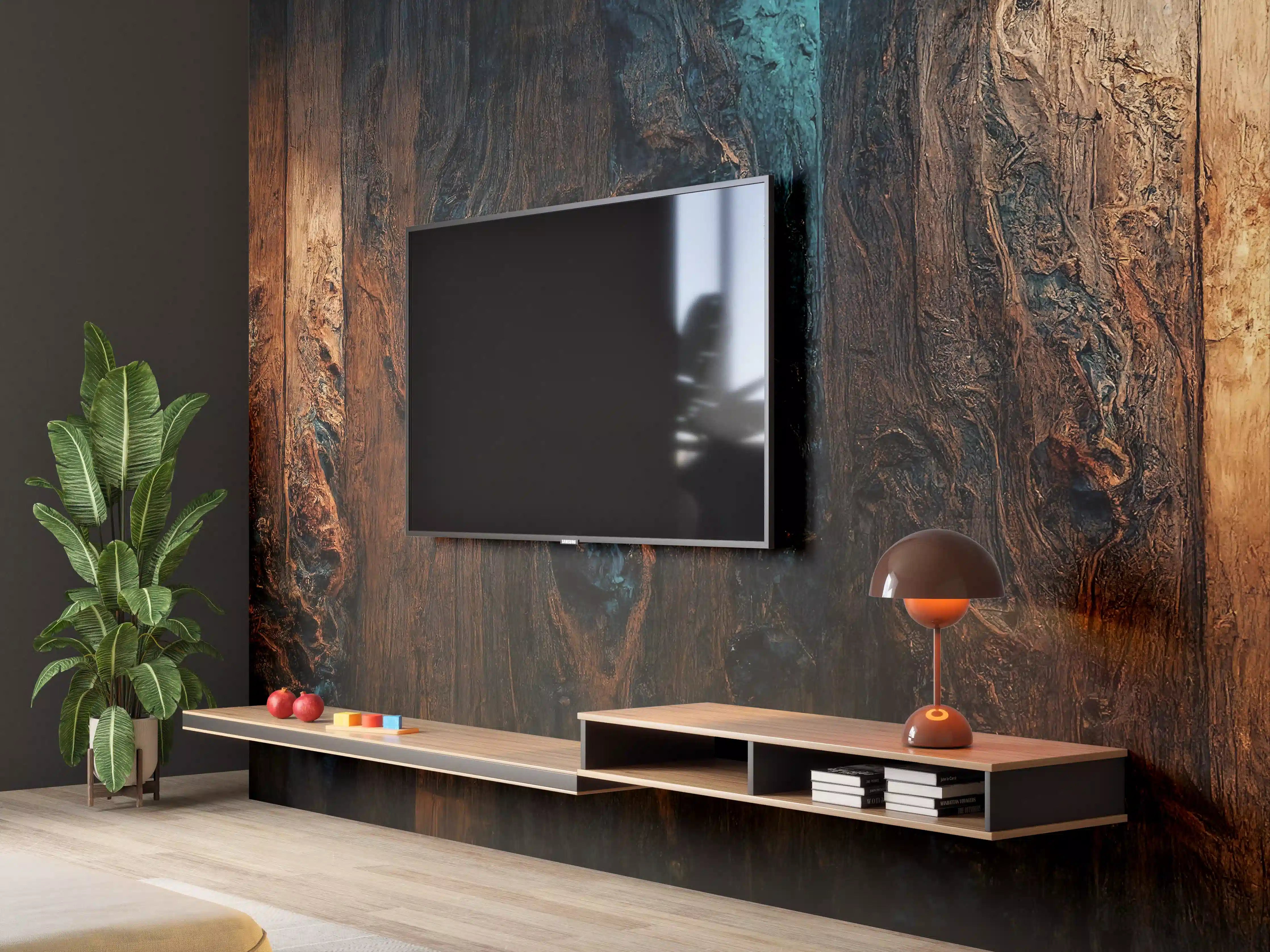 Wandverkleidung Wohnzimmer - Rustikale Holzwand mit dunklen Akzenten
