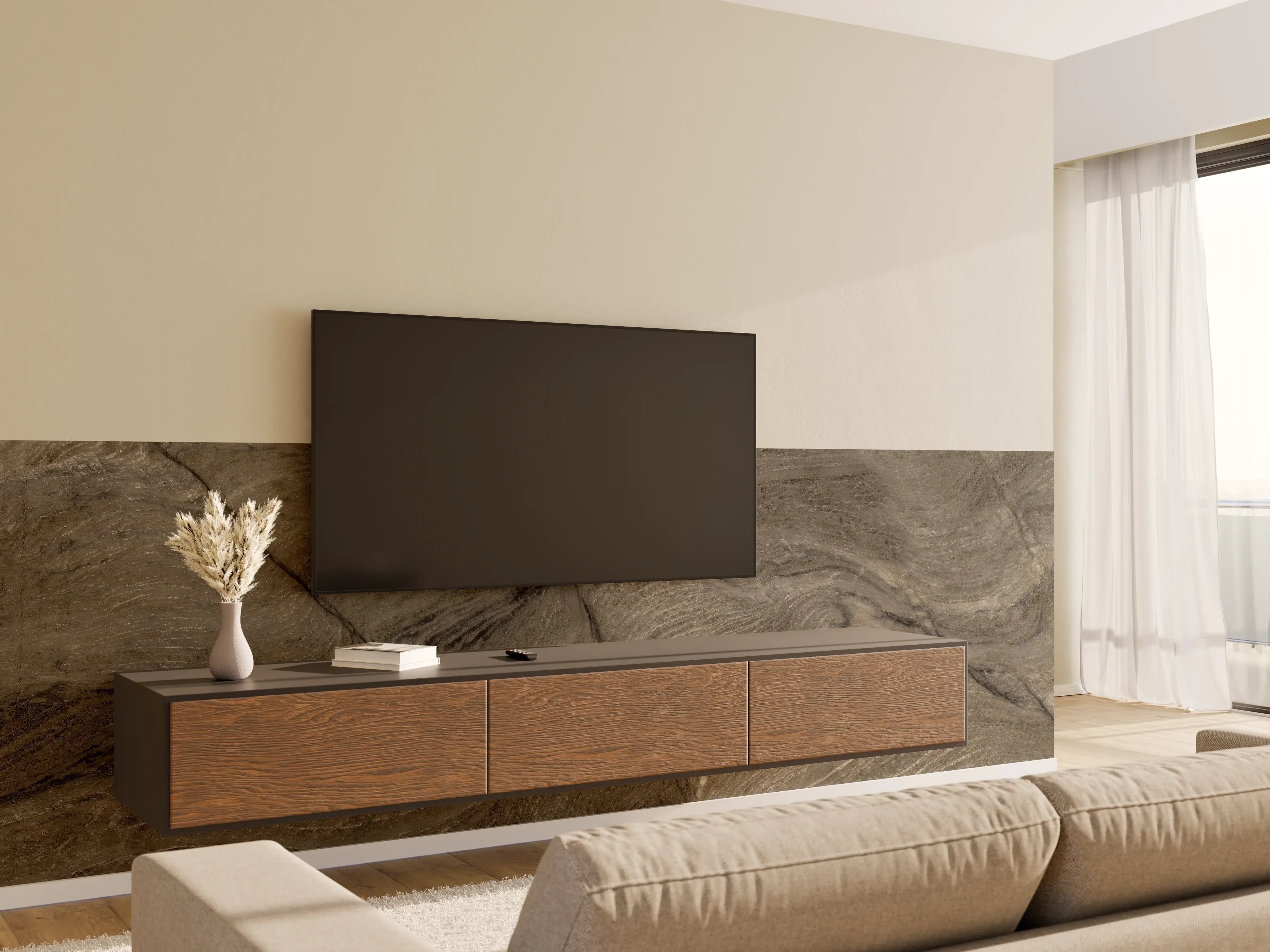 Wandverkleidung Wohnzimmer - Rustikale Marmor Textur