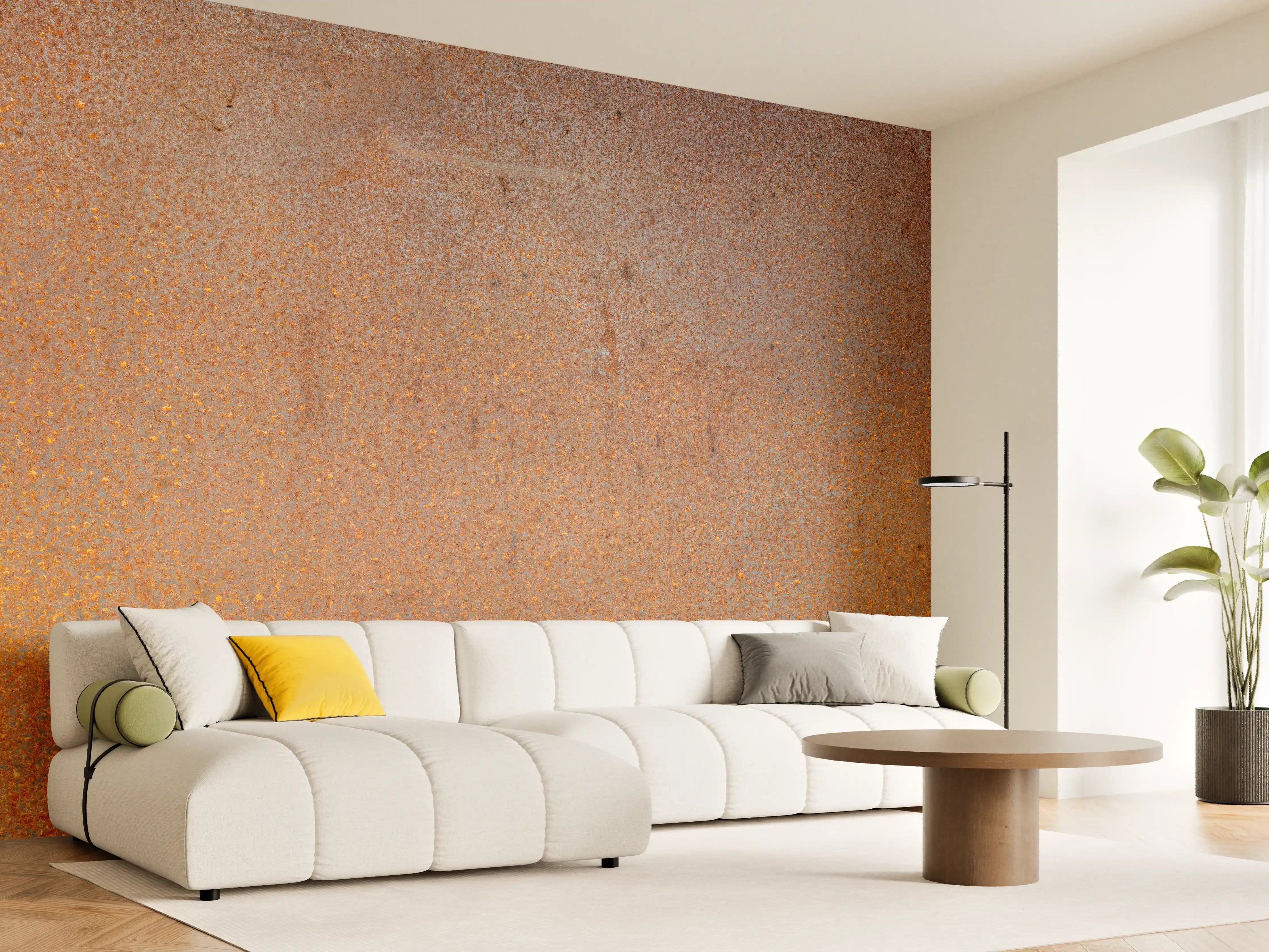 Wandverkleidung Wohnzimmer - Rustikale Metallische Textur mit Patina